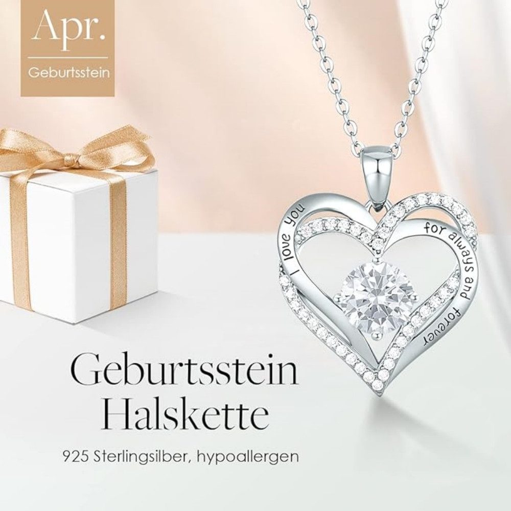 PFCTART Herzkette 925 Sterling Silber Herz-Anhänger Halskette (für sie Freu günstig online kaufen