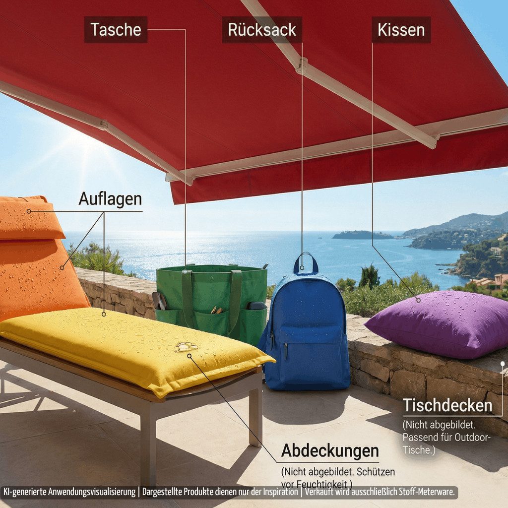 novely® Stoff SUNSET OXFORD 420D - Polsterstoff Wasserdicht Outdoor-Stoff, UV-Beständig, Schmutzabweisend, Robust, Meterware, 1lfm