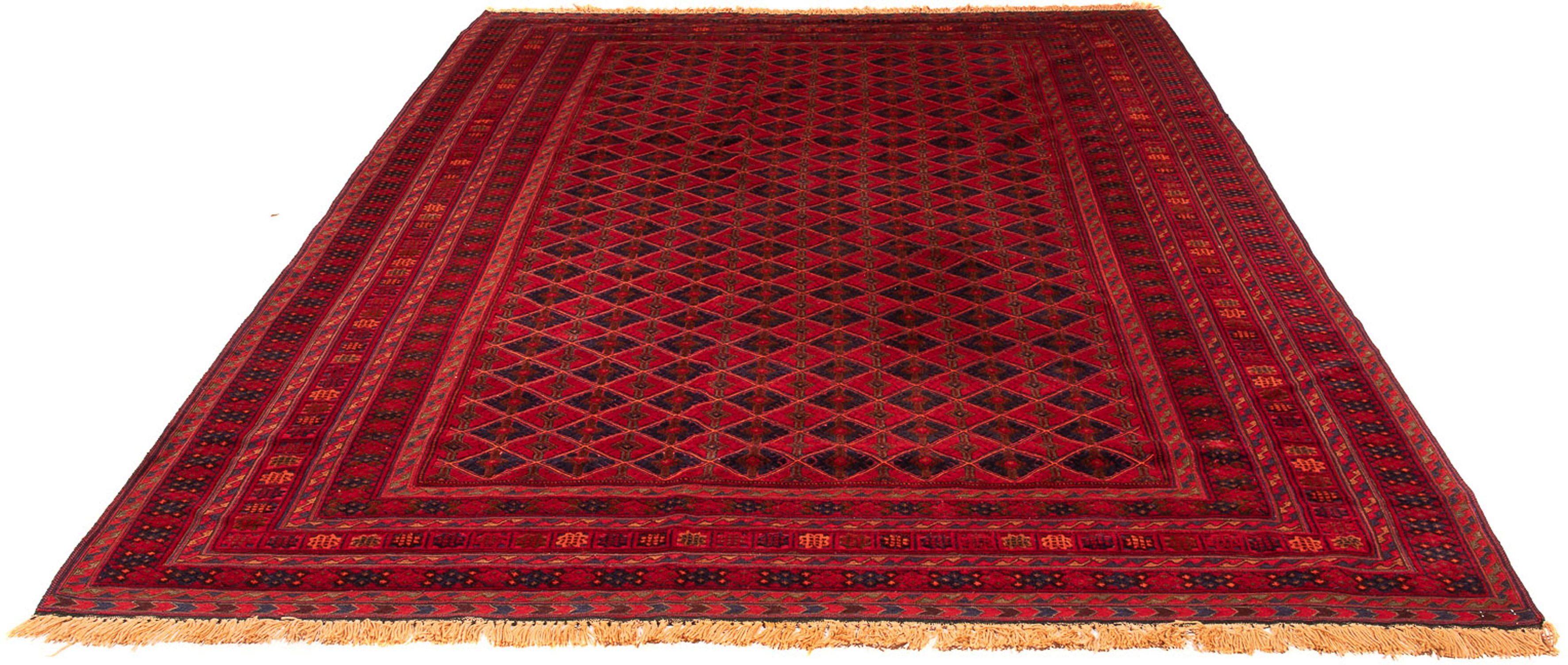 Orientteppich Afghan - Buchara - 283 x 208 cm - dunkelrot, morgenland, rechteckig, Höhe: 7 mm, Wohnzimmer, Handgeknüpft, Einzelstück mit Zertifikat | Kurzflor-Teppiche