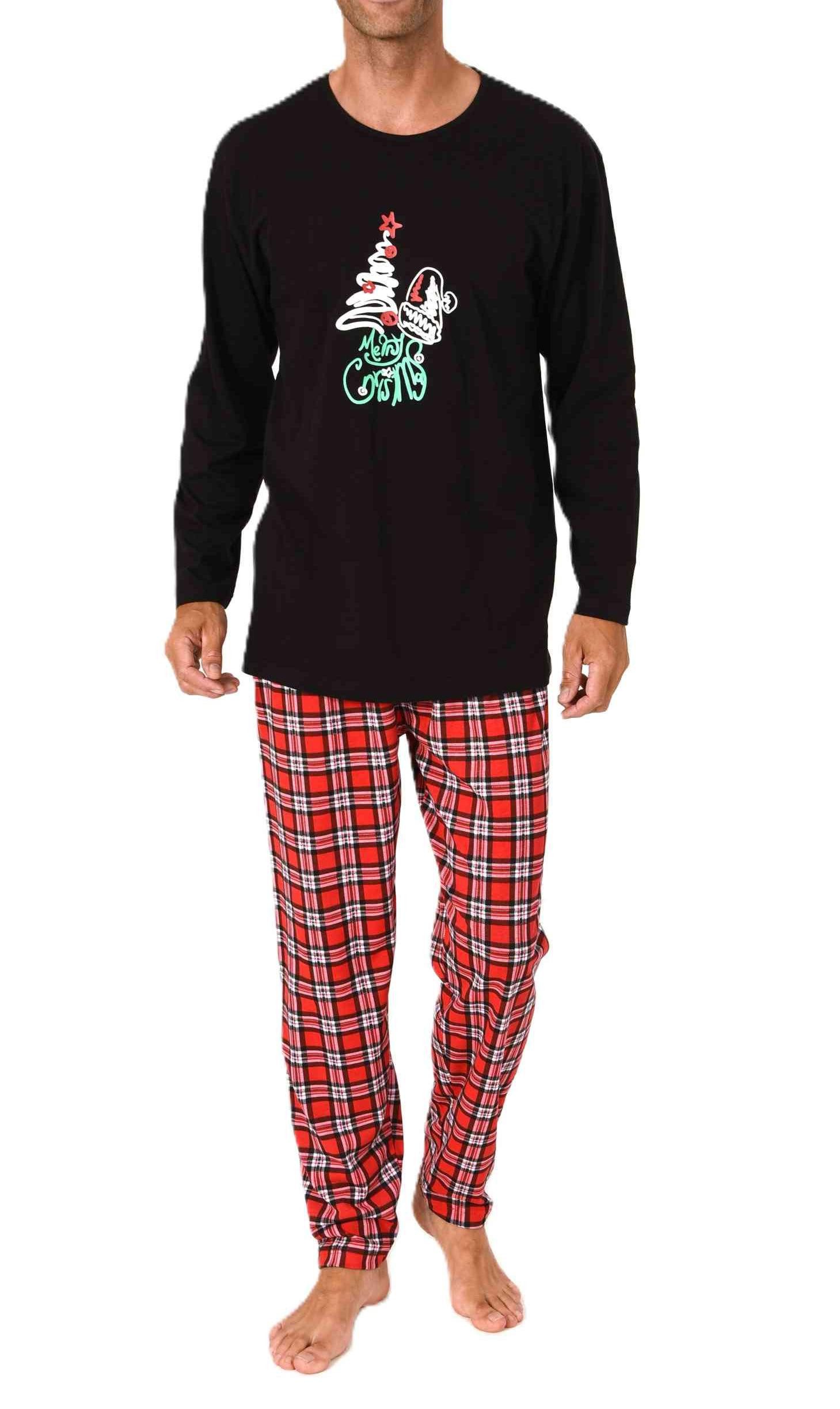 Normann Pyjama Normann Herren langarm Weihnachts Schlafanzug mit Weihnachts Motiv