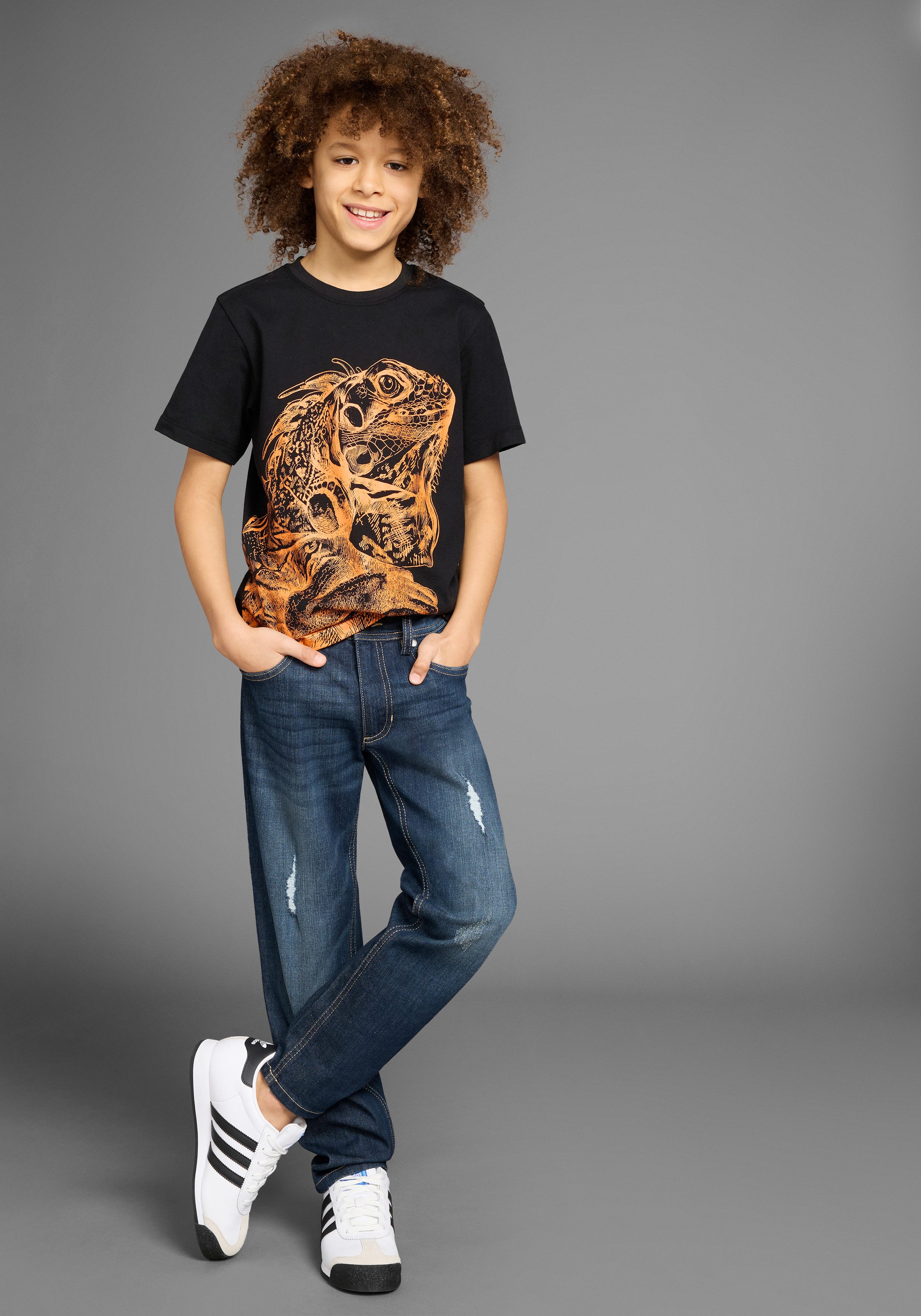 KIDSWORLD T-Shirt GECKO Kurzarm, Basic-Passform, bedruckt, Rundhalsausschnitt – Bild 3 von 5