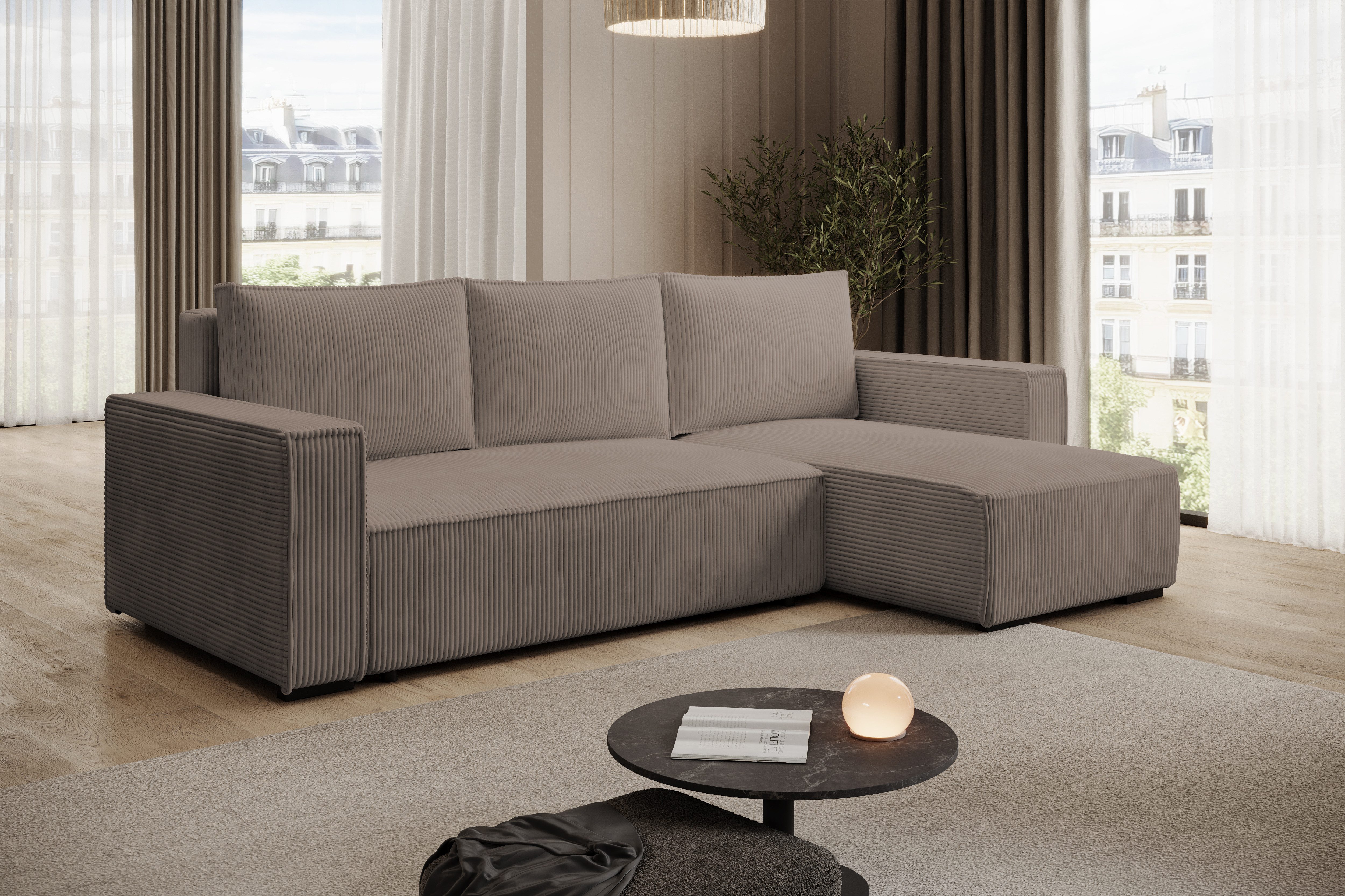 storez24 Ecksofa Letto, mit Bettkasten und Schlaffunktion, Cordstoff, L-For günstig online kaufen