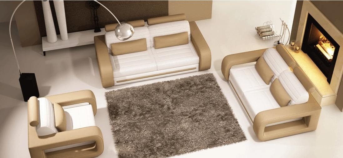 JVmoebel Polstergarnitur Sofagarnitur Davos in edlem Leder mit hochwertigem Polster, (SOFAGARNITUR 3+2+1 SITZER DAVOS "ROT / SCHWARZ), Made in Europa