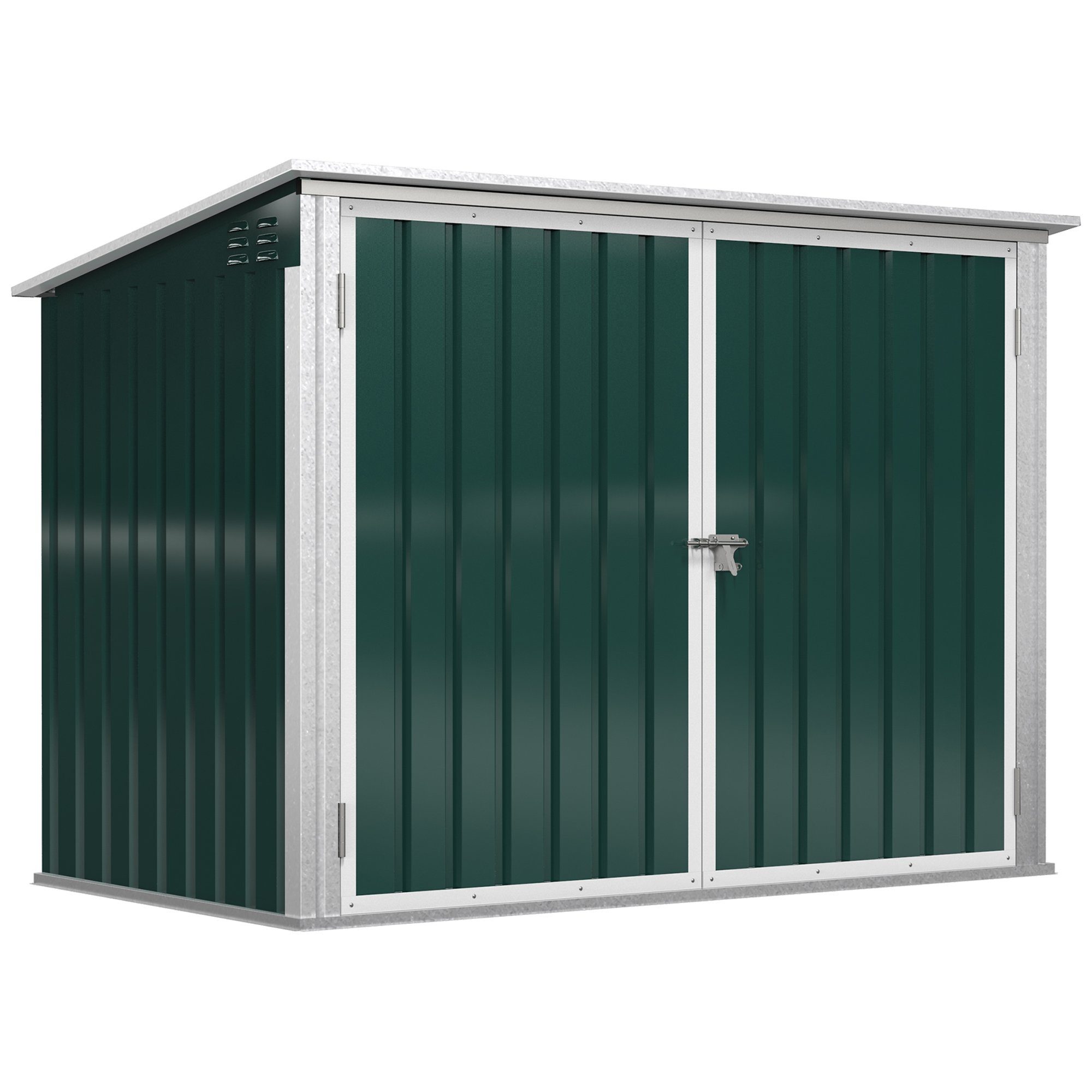 Outsunny Mülltonnenbox aus Stahl, 178,5 x 104,5 x 128,5/113 cm (Gerätebox, 1 St., Müllbox), für 2 Mülltonnen