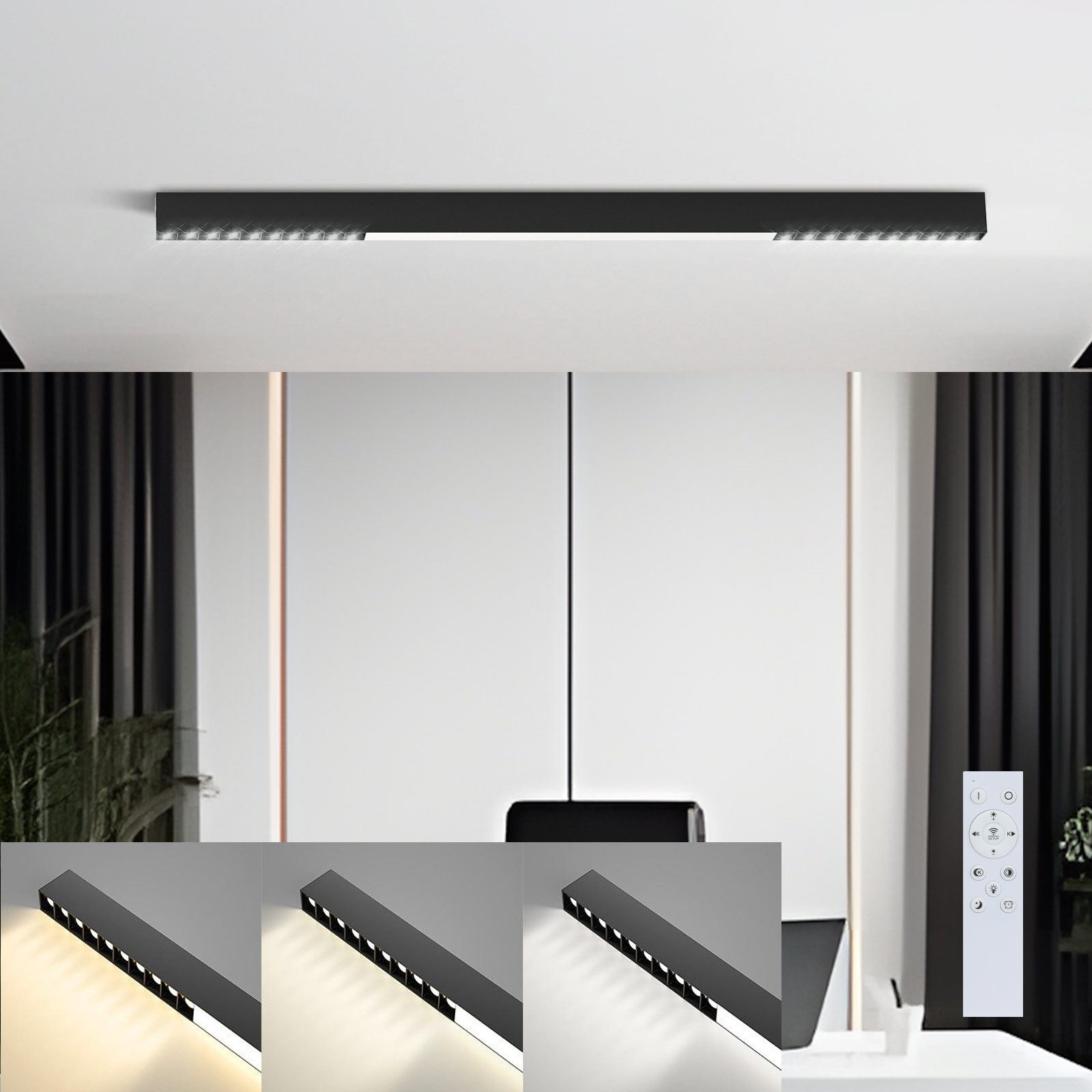 Nettlife Deckenleuchte Schwarz Modern LED Deckenlampe 107/80CM Lang Decke D günstig online kaufen