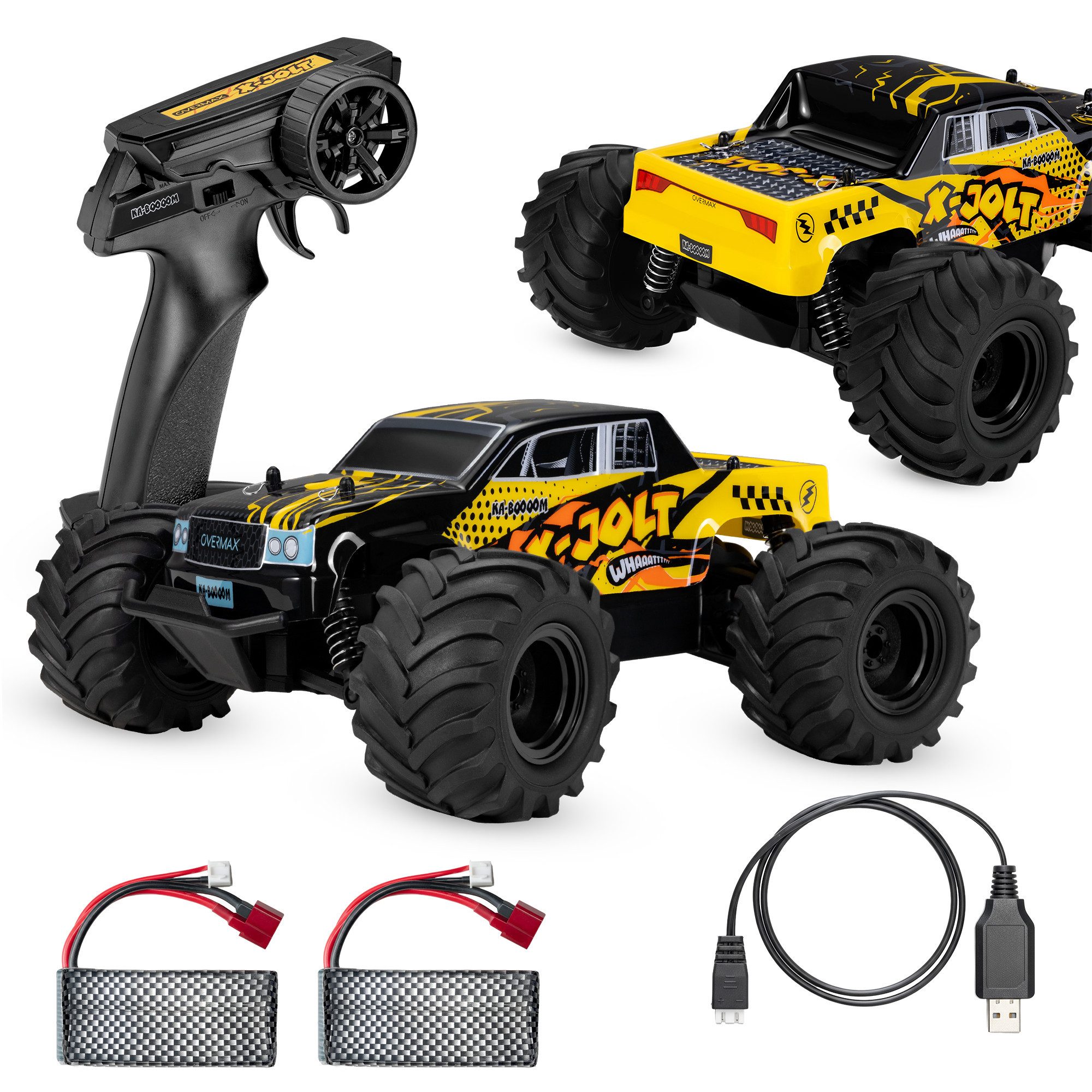 Overmax RC-Auto X-JOLT (Set, Komplettset mit zwei Batterien), 20 km/h/2x Akkus/Hinterradantrieb/Federaufhängung/6 cm‑Räder