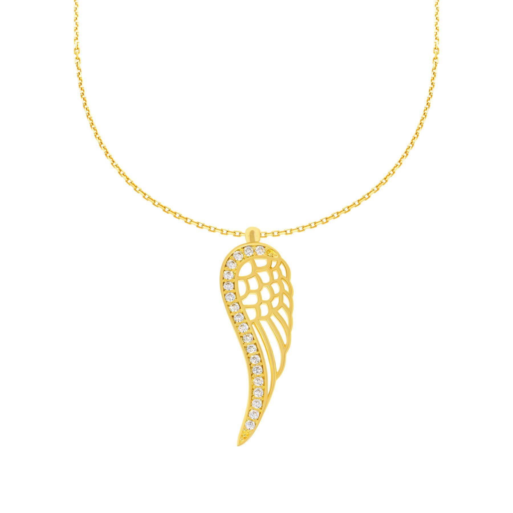 Stella-Jewellery Collier 585 Gelbgold Kette Engelsflügel günstig online kaufen