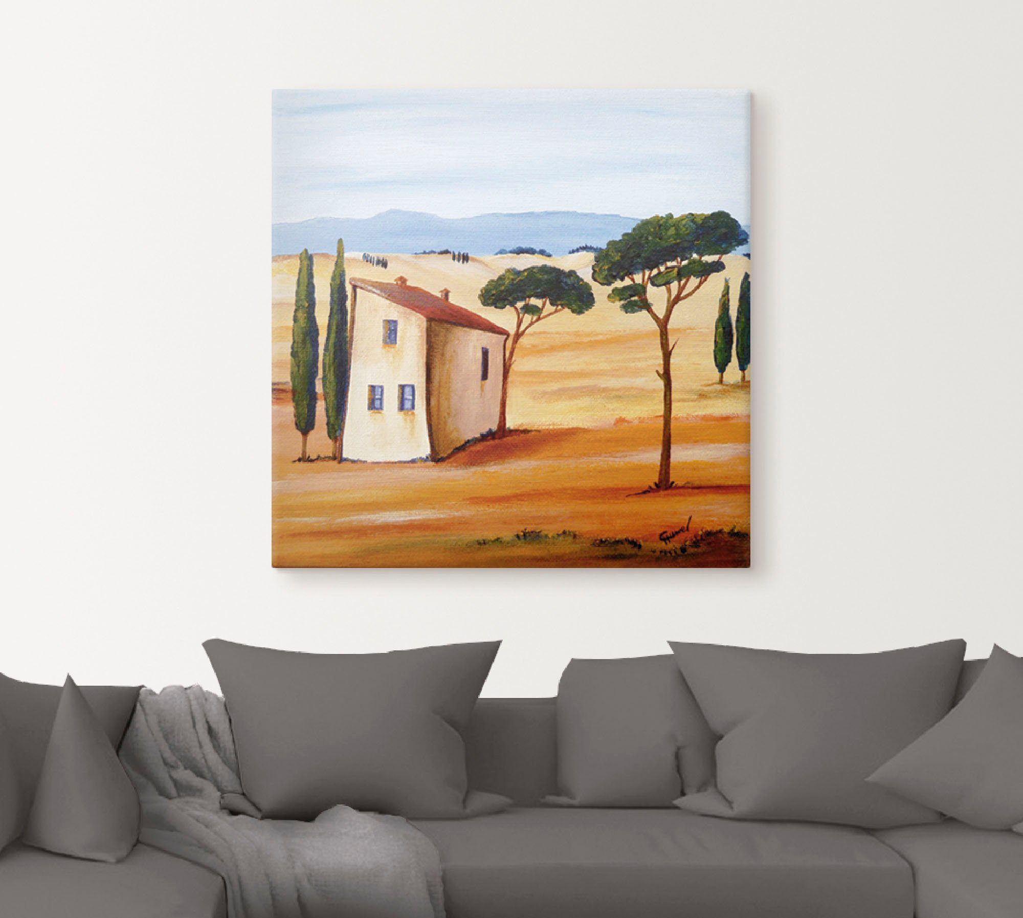 Artland Leinwandbild Toskana modern 2, Europa (1 St), auf Holzrahmen gespannt