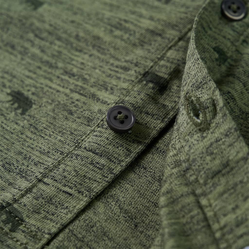 vidaXL Langarmhemd Kinderhemd Khaki Melange 116 – Bild 5 von 5