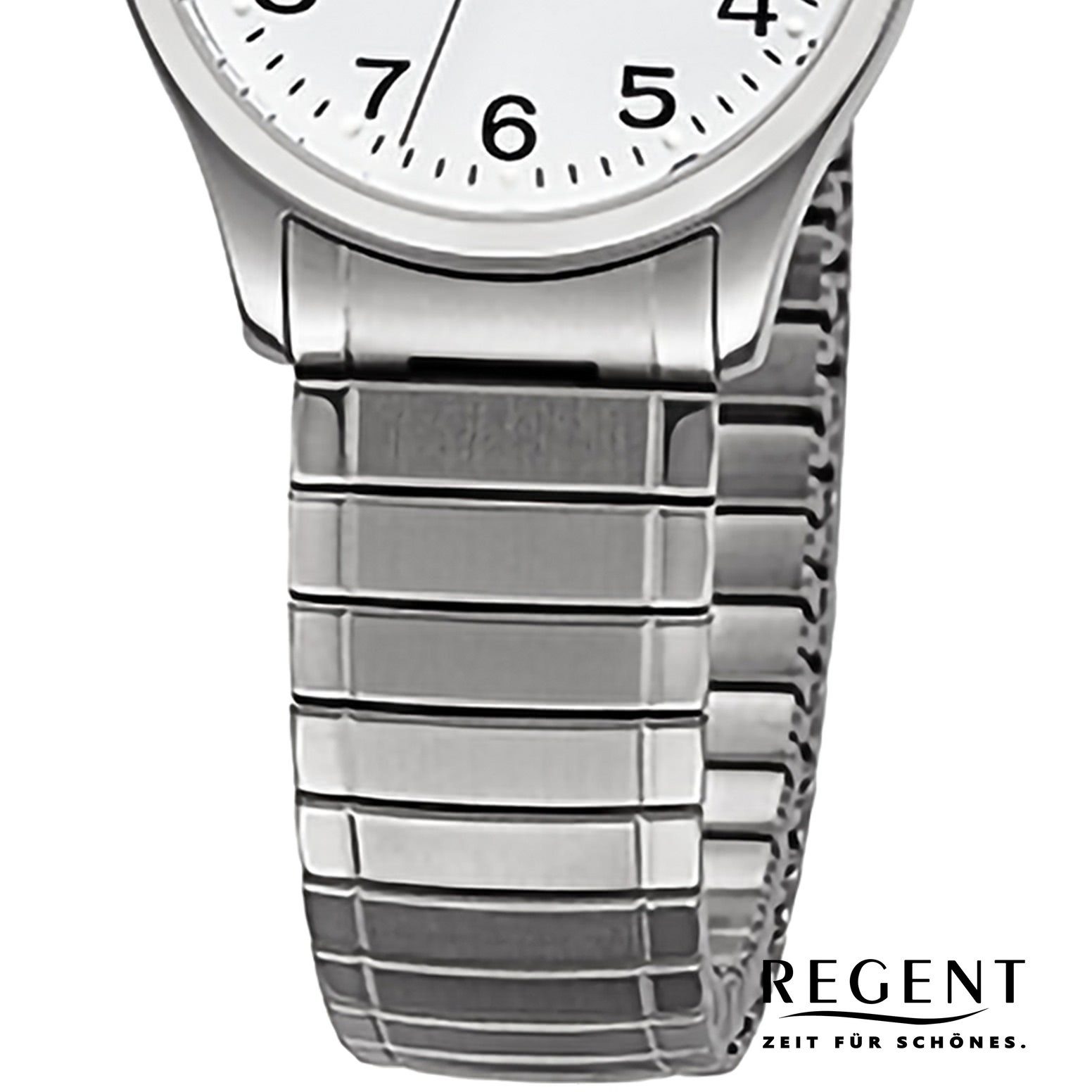Regent Quarzuhr Regent Damen Armbanduhr Analog, (Analoguhr), Damen Armbanduhr rund, extra groß (ca. 27mm), Edelstahlarmband