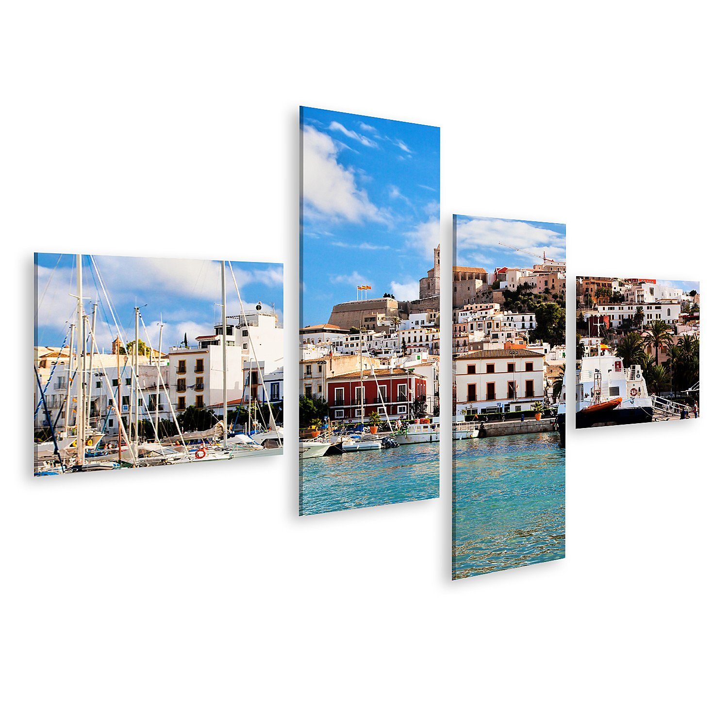 Leinwandbild Bild auf Leinwand Panorama Of Ibiza Alte Stadt Eivissa Spanien Baleare