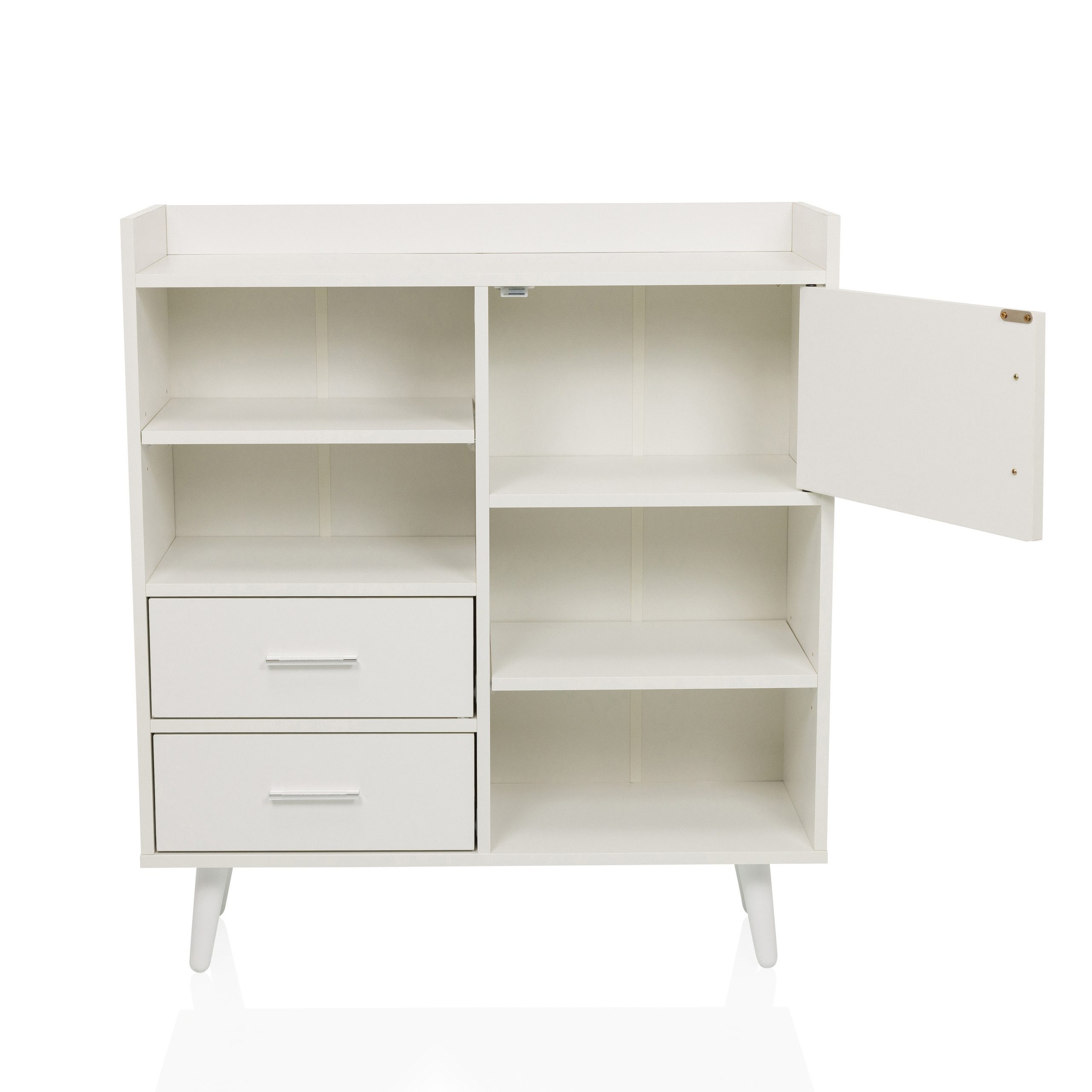 hjh LIVING Kommode MYRDAL Sideboard H/B/T: 90.0 x 80.0 x 30.0 cm, Highboard Anrichte mit 2 Schubladen 1 Tür, Industrial-Stil, Holzfuß
