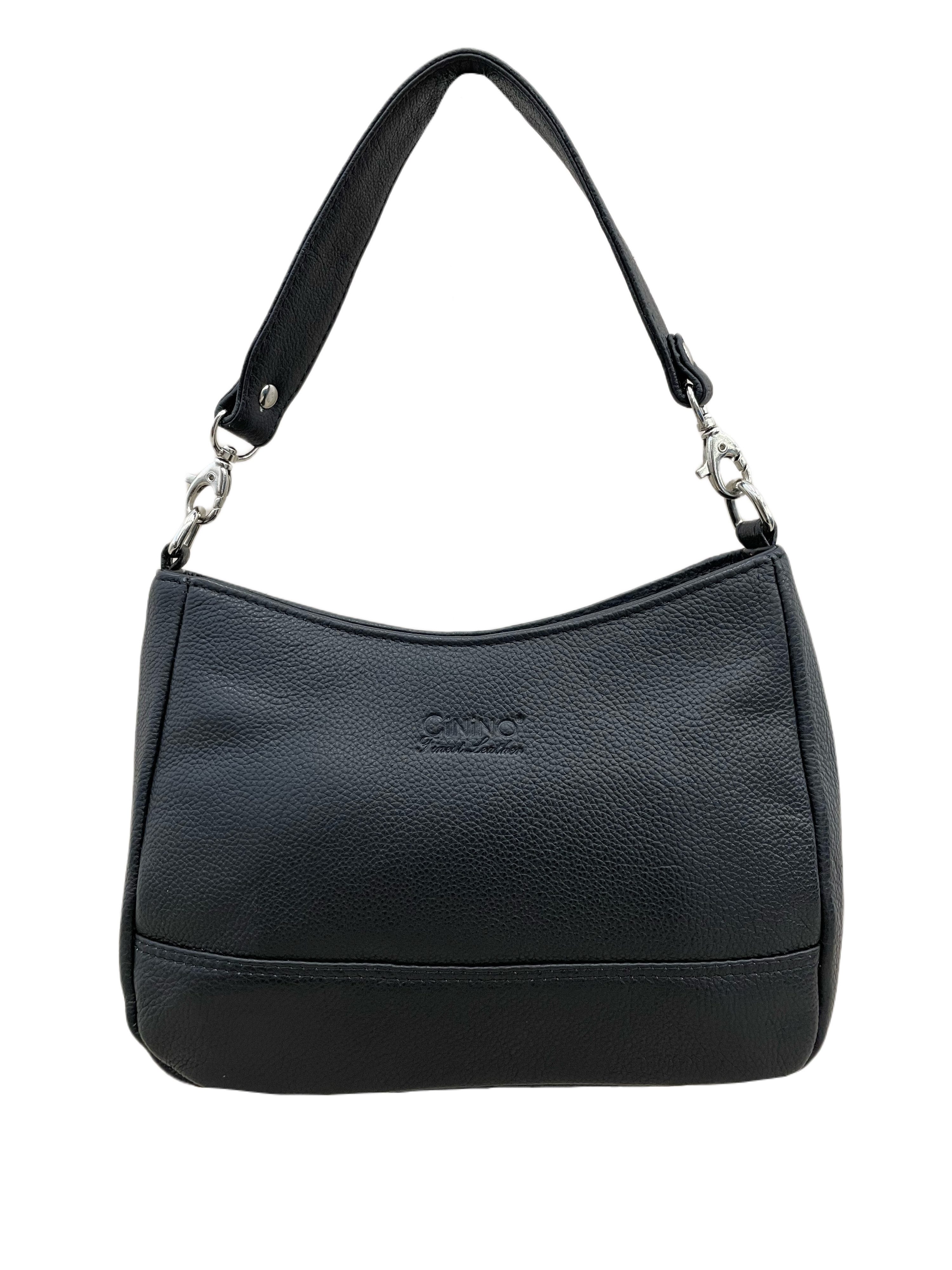 Cinino Handtasche AMINA, Ledertasche Kurzgrifftasche mit langem verstellbaren Schulterriemen