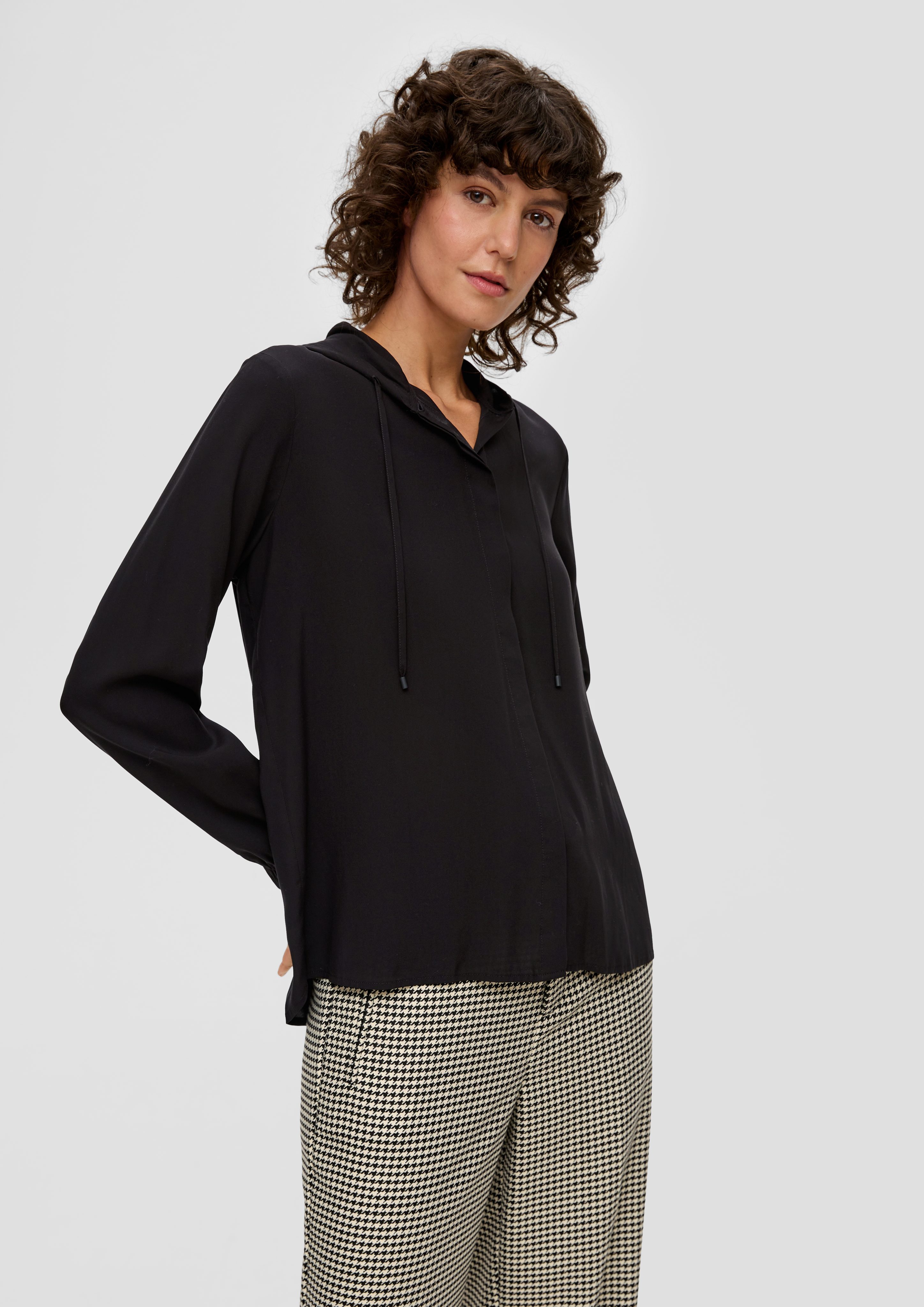 Langarmbluse Seidige Bluse mit Kapuze