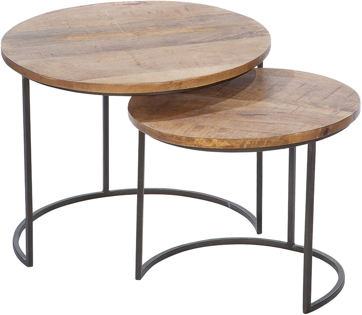 GILDE Beistelltisch 2er Set Beistelltisch rund Camara (2-St), Wohnzimmertisch, Beistellmöbel, Couchtisch, Dekotisch, Tischplatte