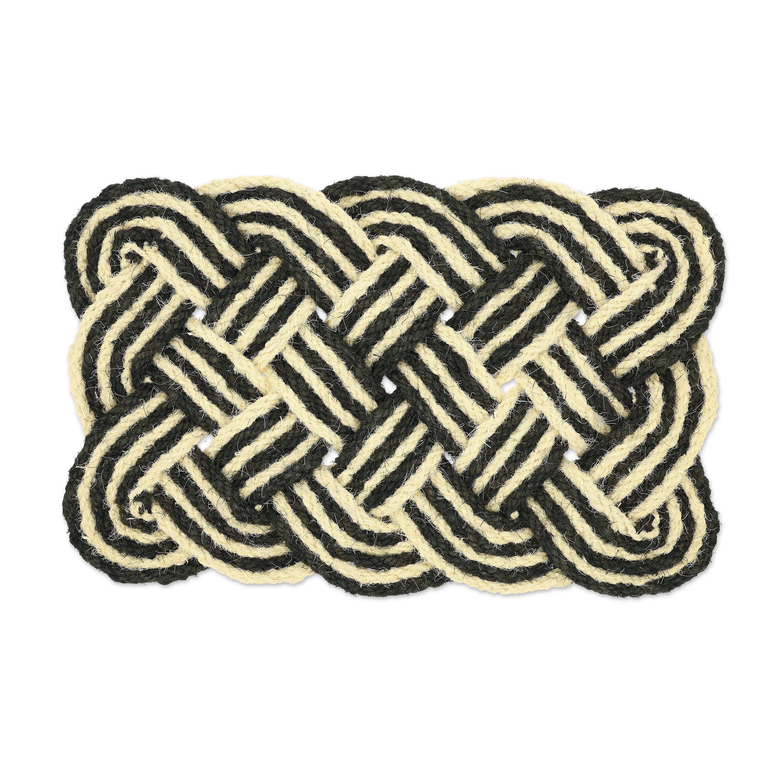 Fußmatte Fußmatte Kokos Knoten schwarz-weiß, relaxdays, Höhe: 25 mm