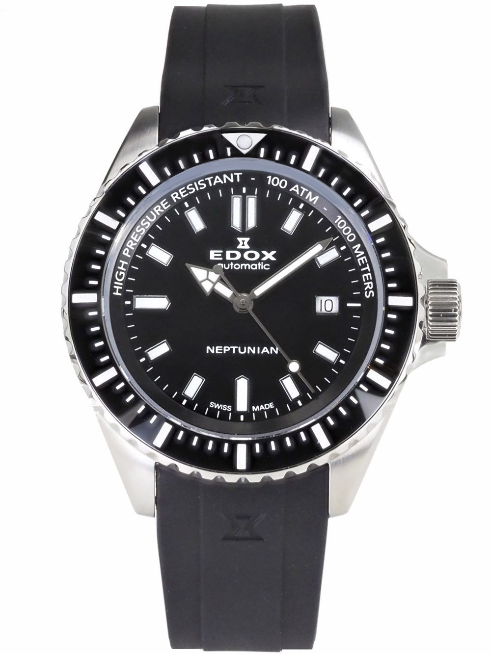Edox Schweizer Uhr Automatik Herren Uhr 80120 3NCA NIN Neptunian Ø 44 mm 100 ATM Neptunian, Lünette : Keramik schwarz drehbar