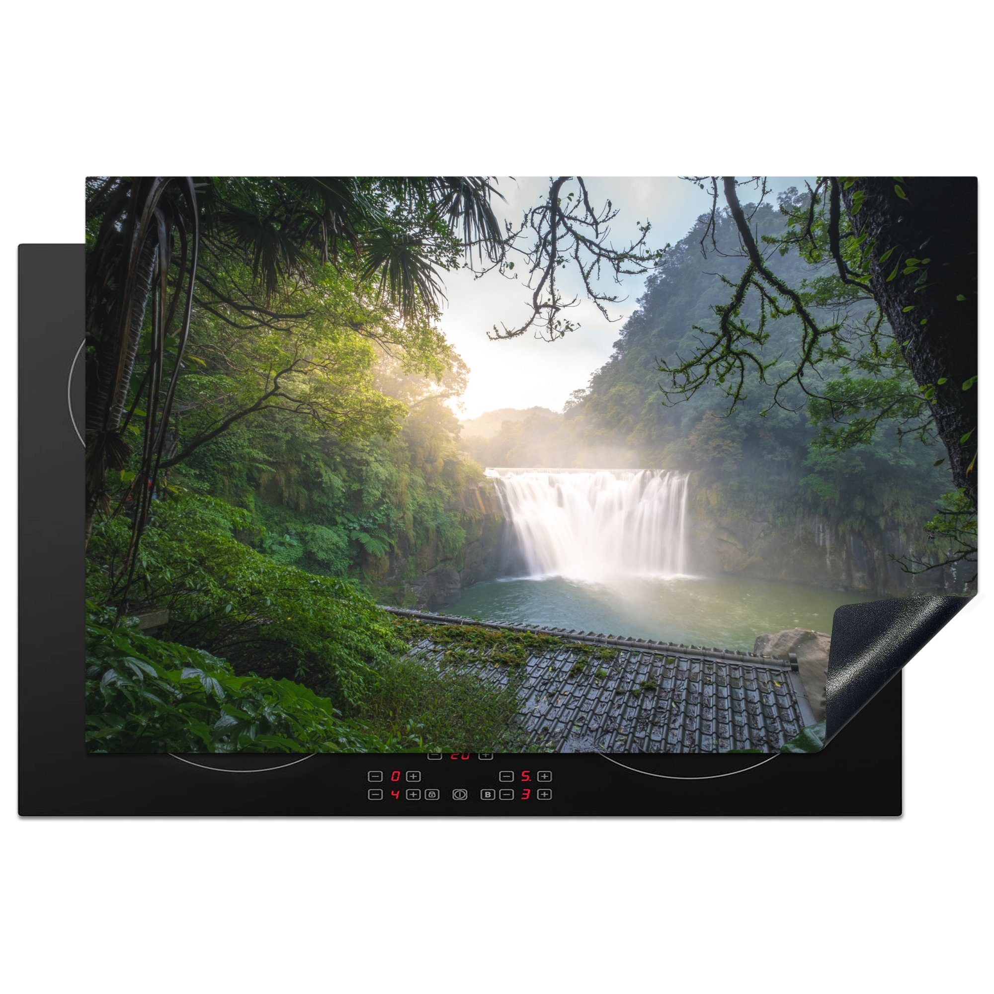 MuchoWow Herdblende-/Abdeckplatte Shifen-Wasserfall in Taiwan, Vinyl, (1 tlg), 81x52 cm, Induktionskochfeld Schutz für die küche, Ceranfeldabdeckung