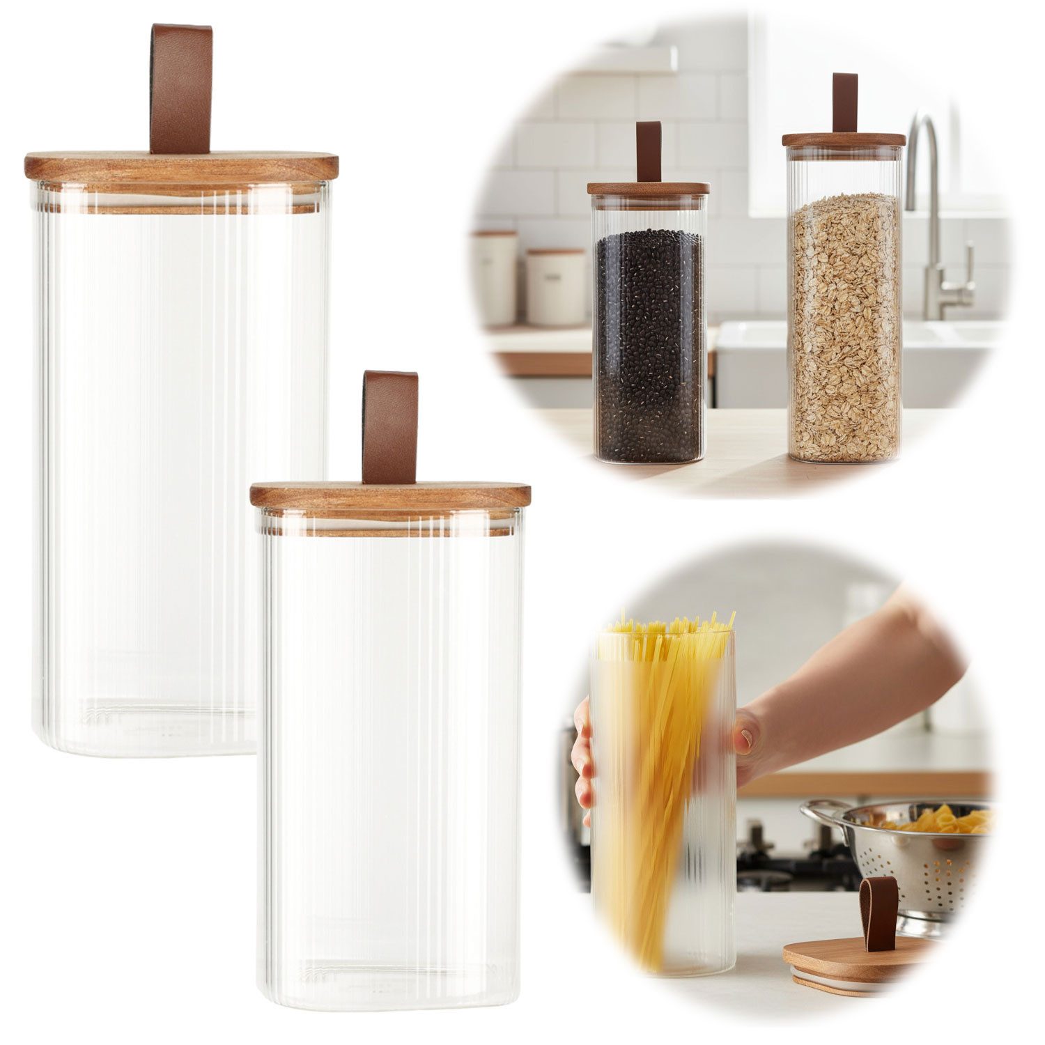 LS-LebenStil Vorratsdose Vorratsdosen 2´er Set aus Glas mit Deckel Vorratsglas Luftdicht Küche, Glas, (2-tlg)