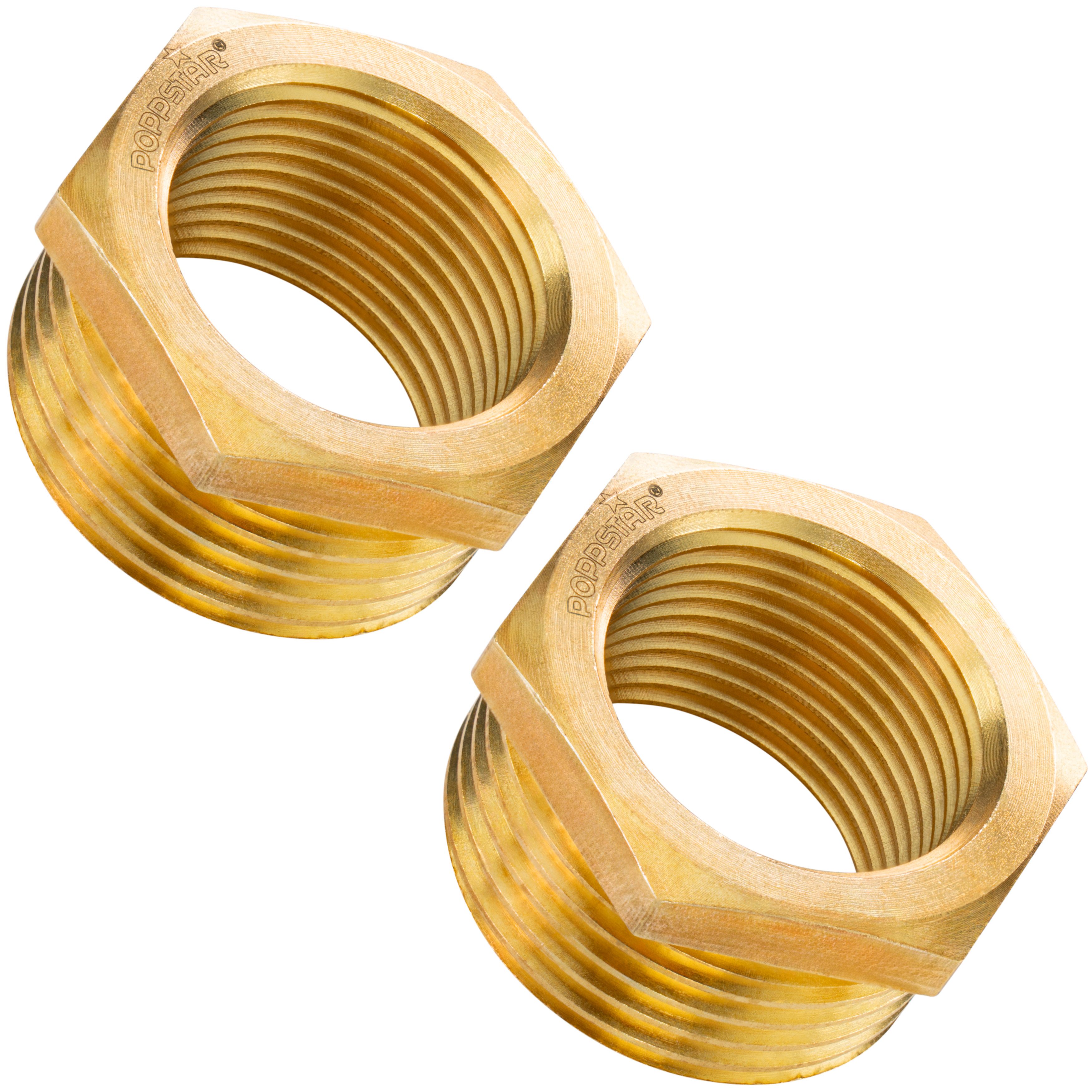 Poppstar Rohr-Reduzierstück, (2-tlg), 2x Messing Reduzierstück AG 1 Zoll auf IG 3/4 Zoll