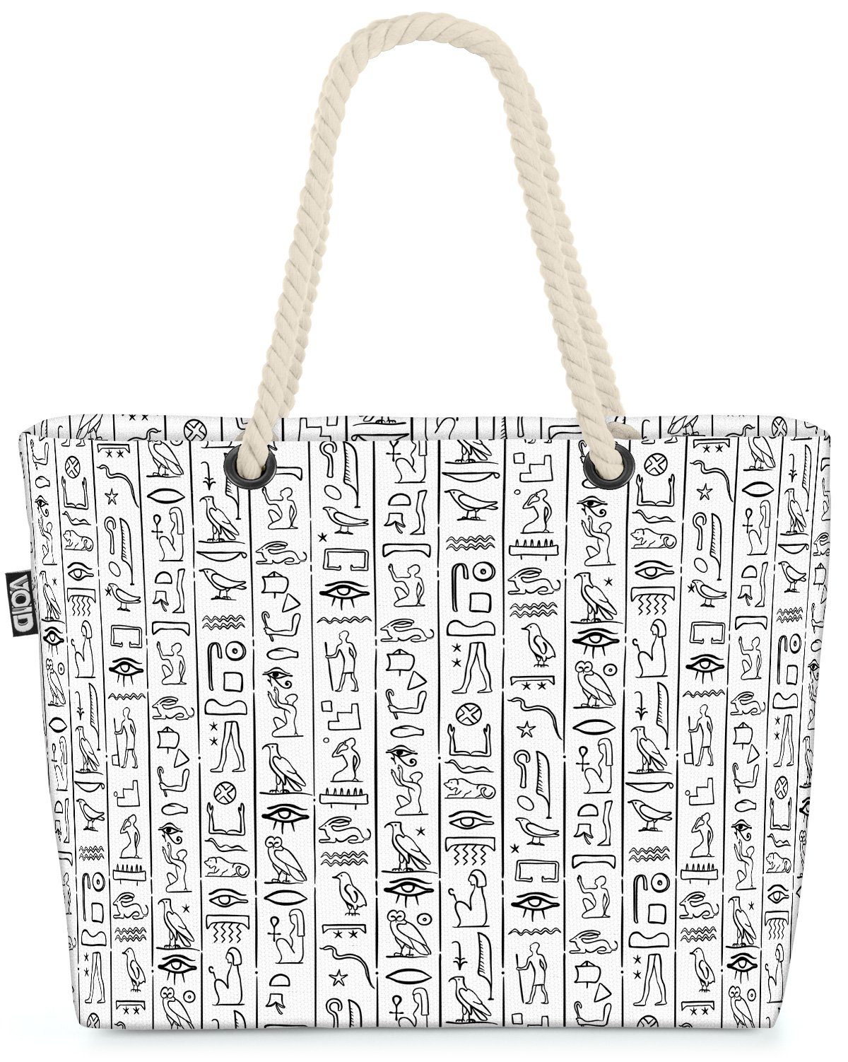 VOID Strandtasche (1-tlg), Ägypten Hieroglyphen Pyramide Sphinx Pharao Tempel Nil Nofretete Tuta