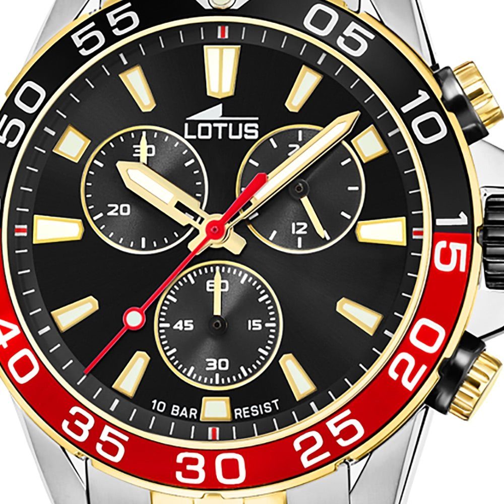 Lotus Quarzuhr Lotus Herren Armbanduhr 18767/4, (Chronograph), Herrenuhr rund, groß (ca. 44mm), Edelstahlarmband, Fashion-Style