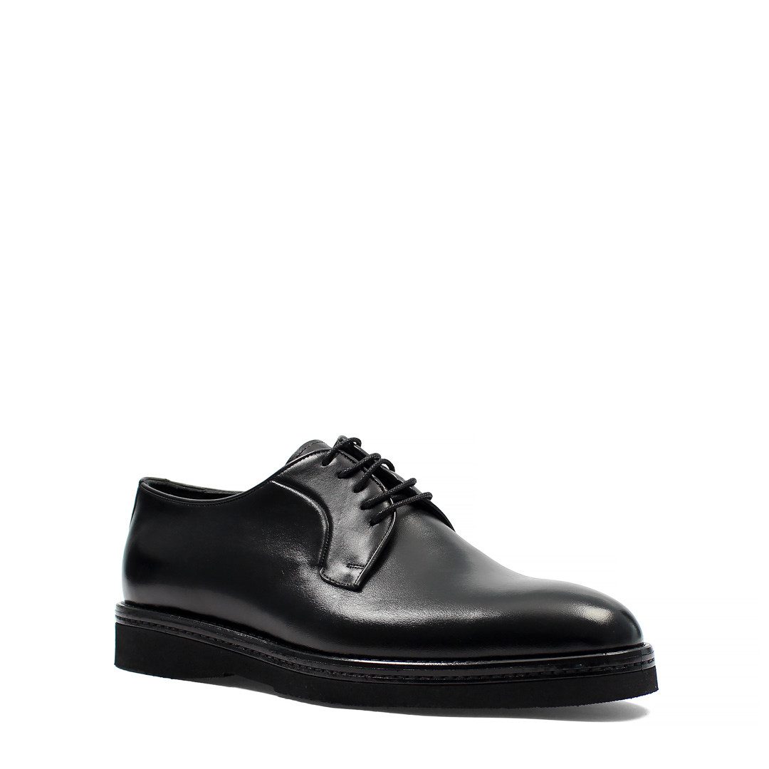 Celal Gültekin Plateau Derby Runde Kappe Business Freizeit Herren Schnürschuh Glattleder, Plateau-Sohle, Echtleder-Futter & Decksohle, Schwarz, 41