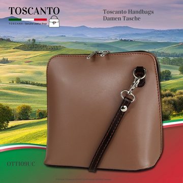 Toscanto Schultertasche Toscanto Damen Umhängetasche (Umhängetasche), Damen Umhängetasche, Schultertasche Leder, taupe, braun, Größe ca 17cm