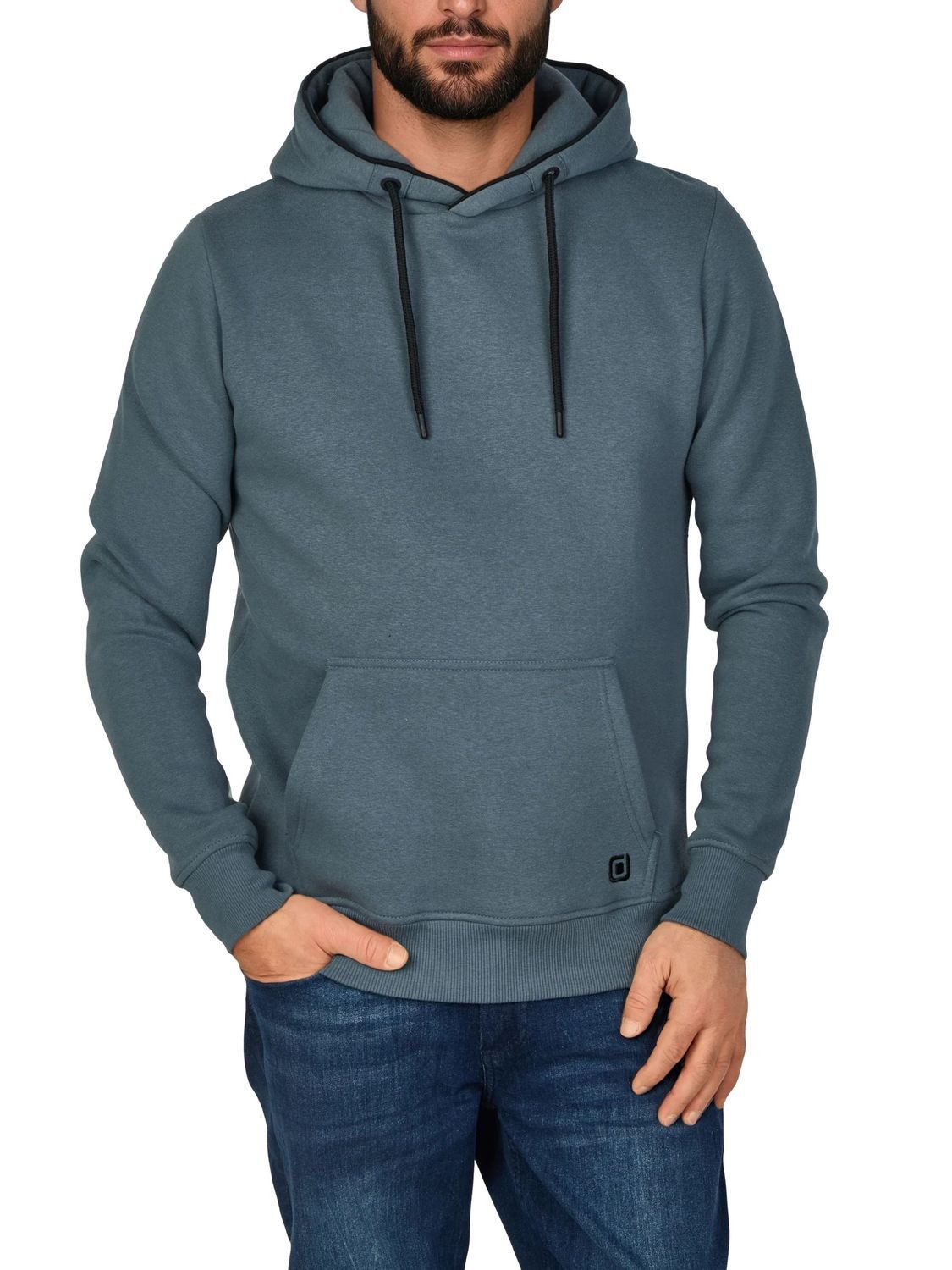 riverso Kapuzenpullover Herren Hoodie RIVSandro Regular Fit Longsleeve Sweatshirt mit Cross-Over-Kragen und Kängurutasche