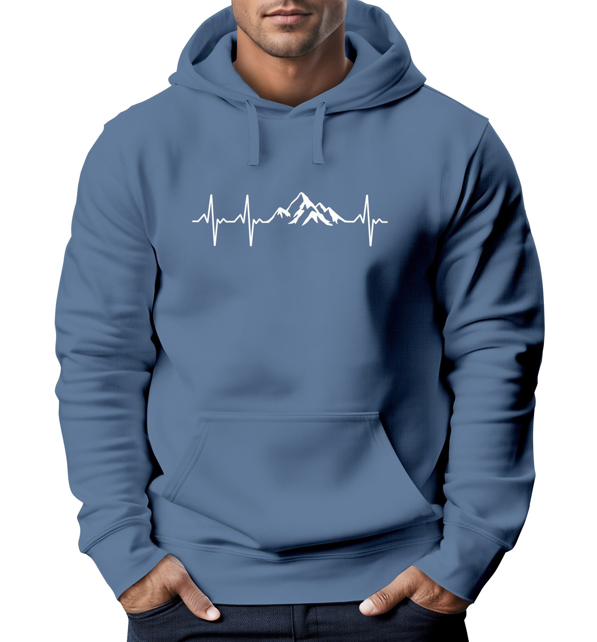 Neverless Hoodie Hoodie Herren Print Wandern Berge Herzschlag Outdoor Aufdr günstig online kaufen