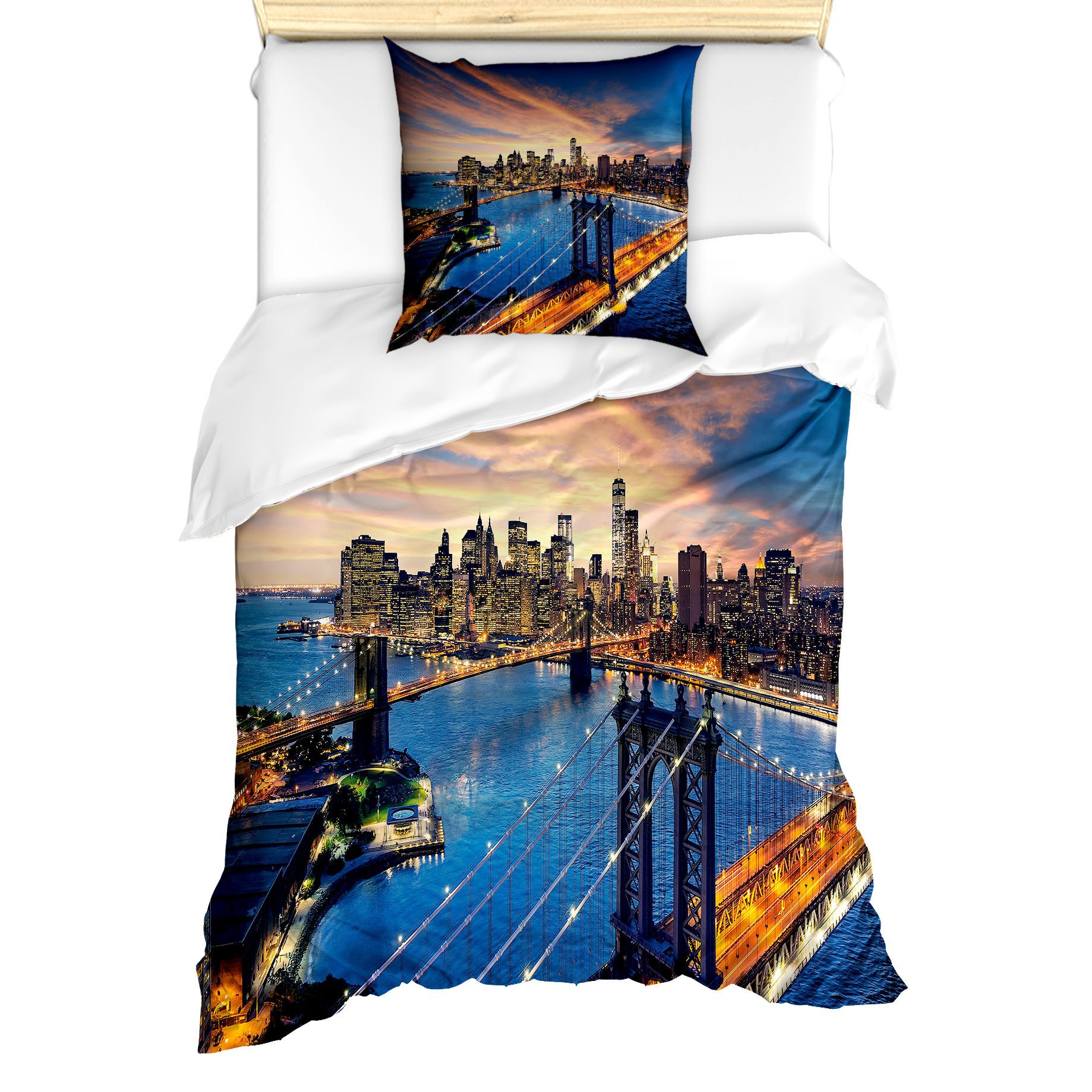 Abakuhaus Постельное белье Milbensicher Всеrgiker geeignet mit Kissenbezug, Microfaser, New York Sunset Stadtbild