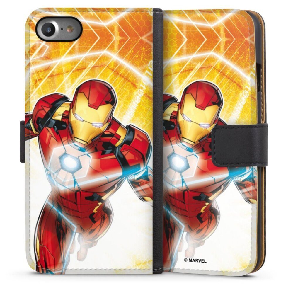 DeinDesign Handyhülle Iron Man on Fire, Apple iPhone 8 Hülle Handy Flip Case Wallet Cover Handytasche Leder
