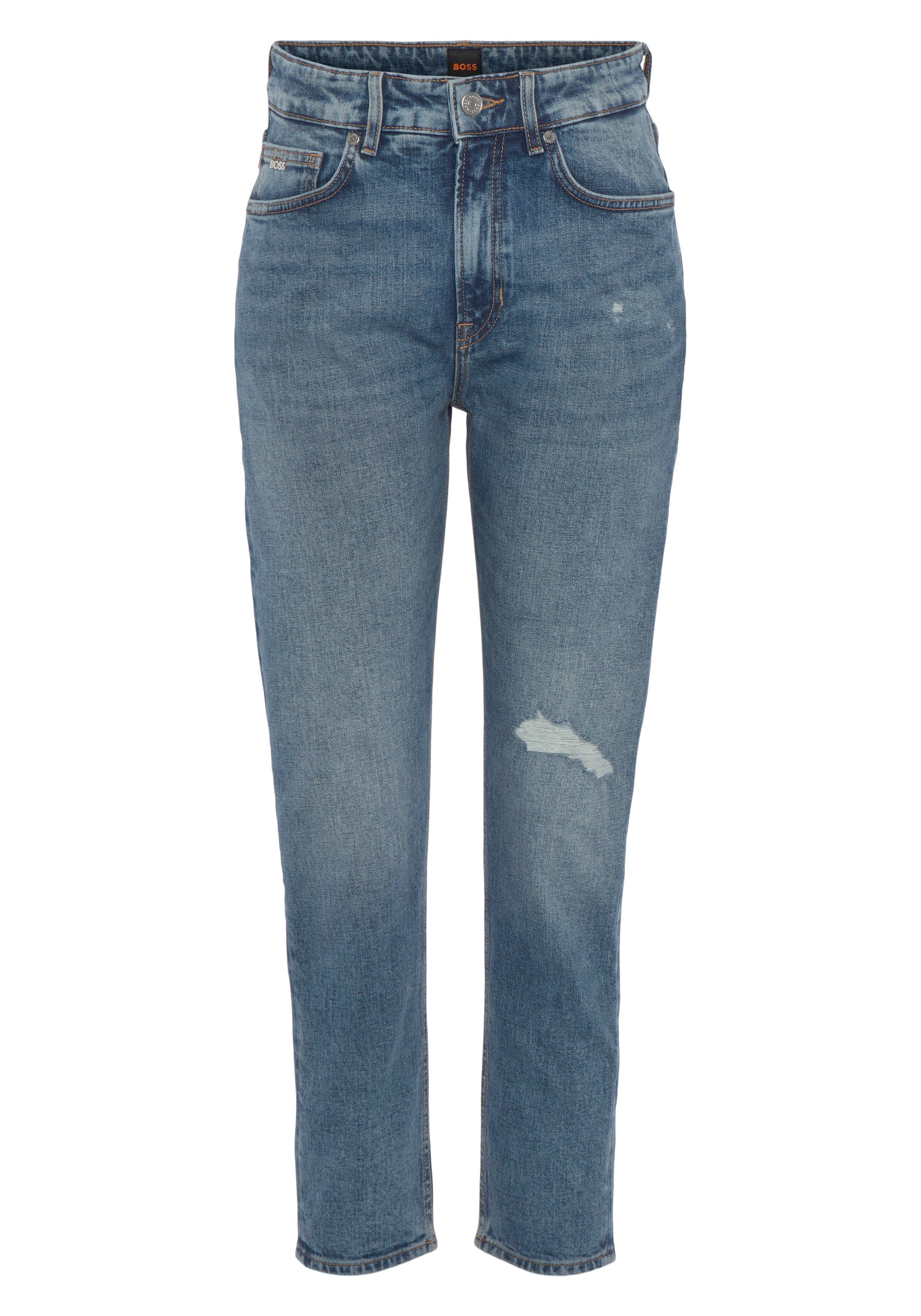 BOSS ORANGE Stretch-Jeans Elsa Mid Rise Mid Waist, mittlere Leibhöhe Premium Denim Jeans im stonewashed Look