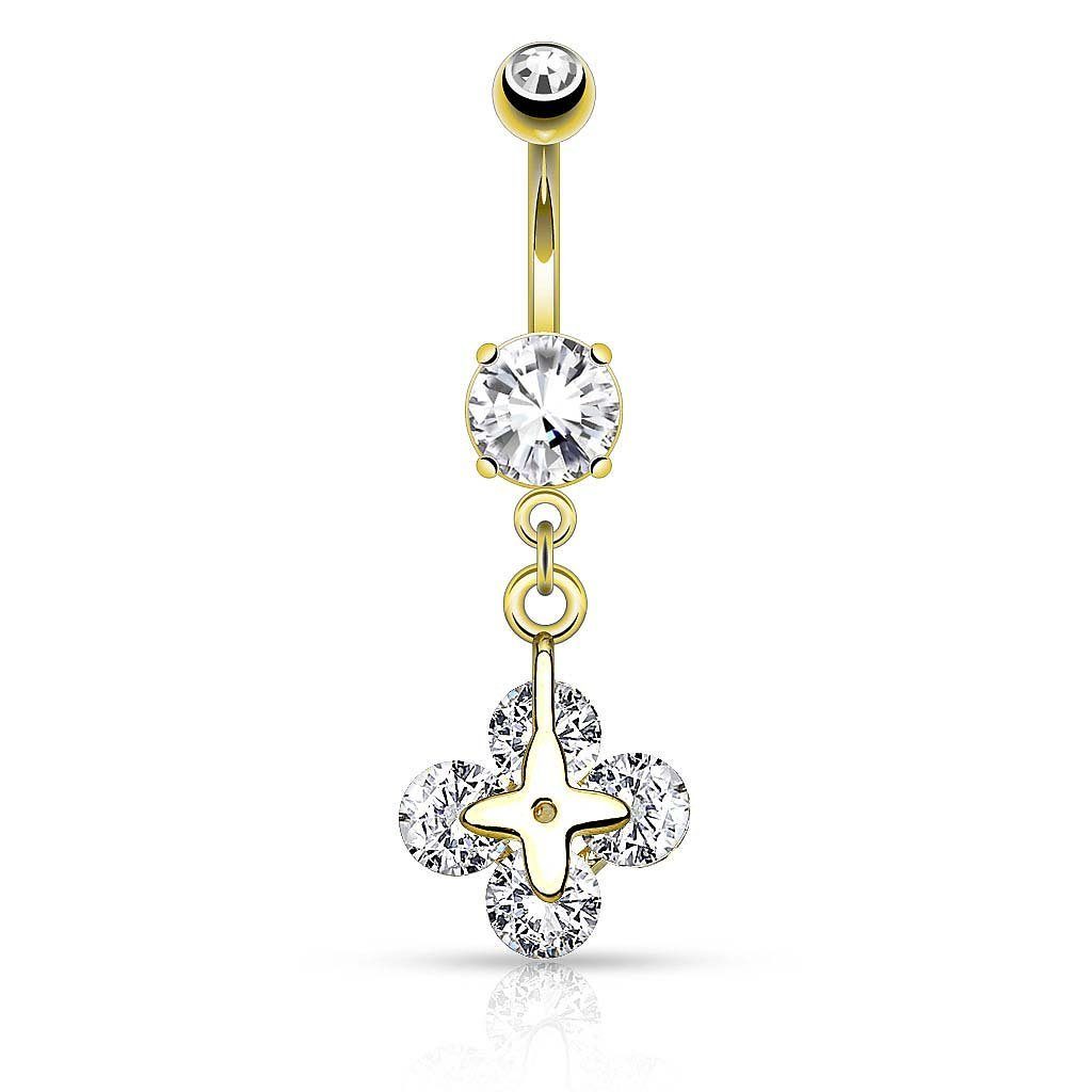 Taffstyle Bauchnabelpiercing Piercing Chirurgenstahl Kristall Kleeblatt, günstig online kaufen