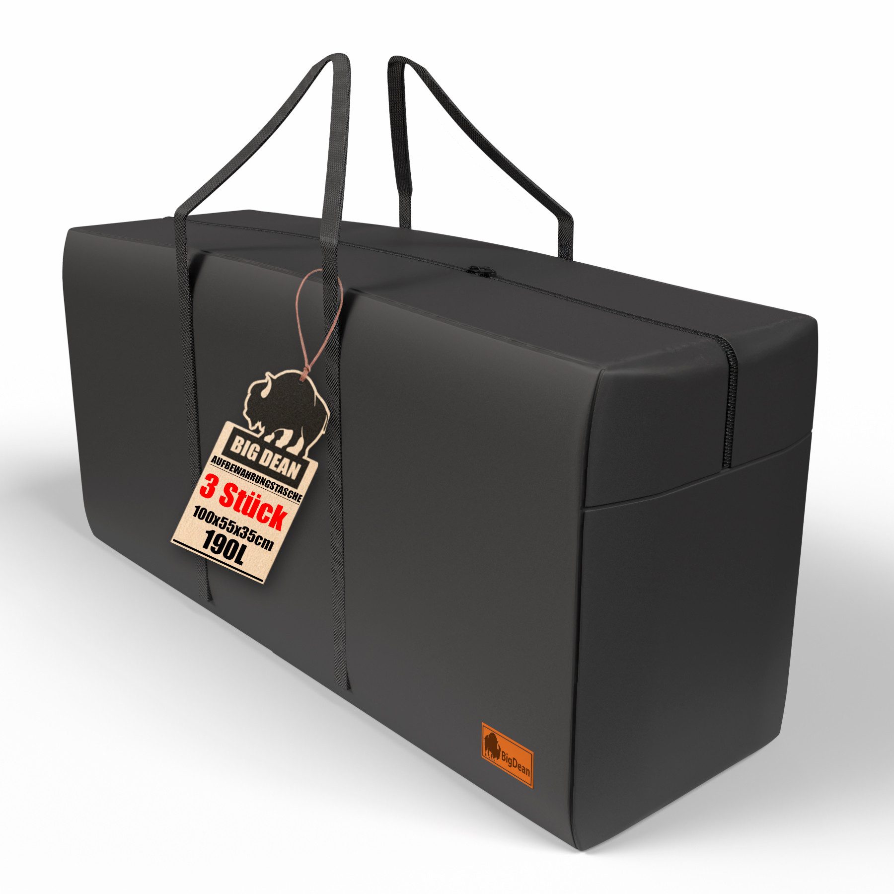 BigDean Aufbewahrungstasche 3 Stück Große Aufbewahrungstaschen 100x55x35 cm (3-tlg., Aufbewahrungstasche/n), Robust, Langlebig, Transport, Lagerung, Faltbar, Platzsparend