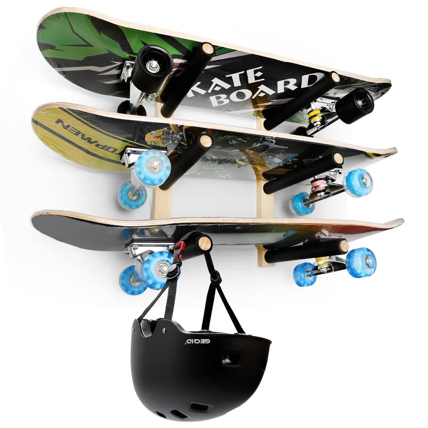 LuxusKollektion Longboard Skateboard Longboard Regal Trifecta 3er Wandhalterung Naturholz (1-St)