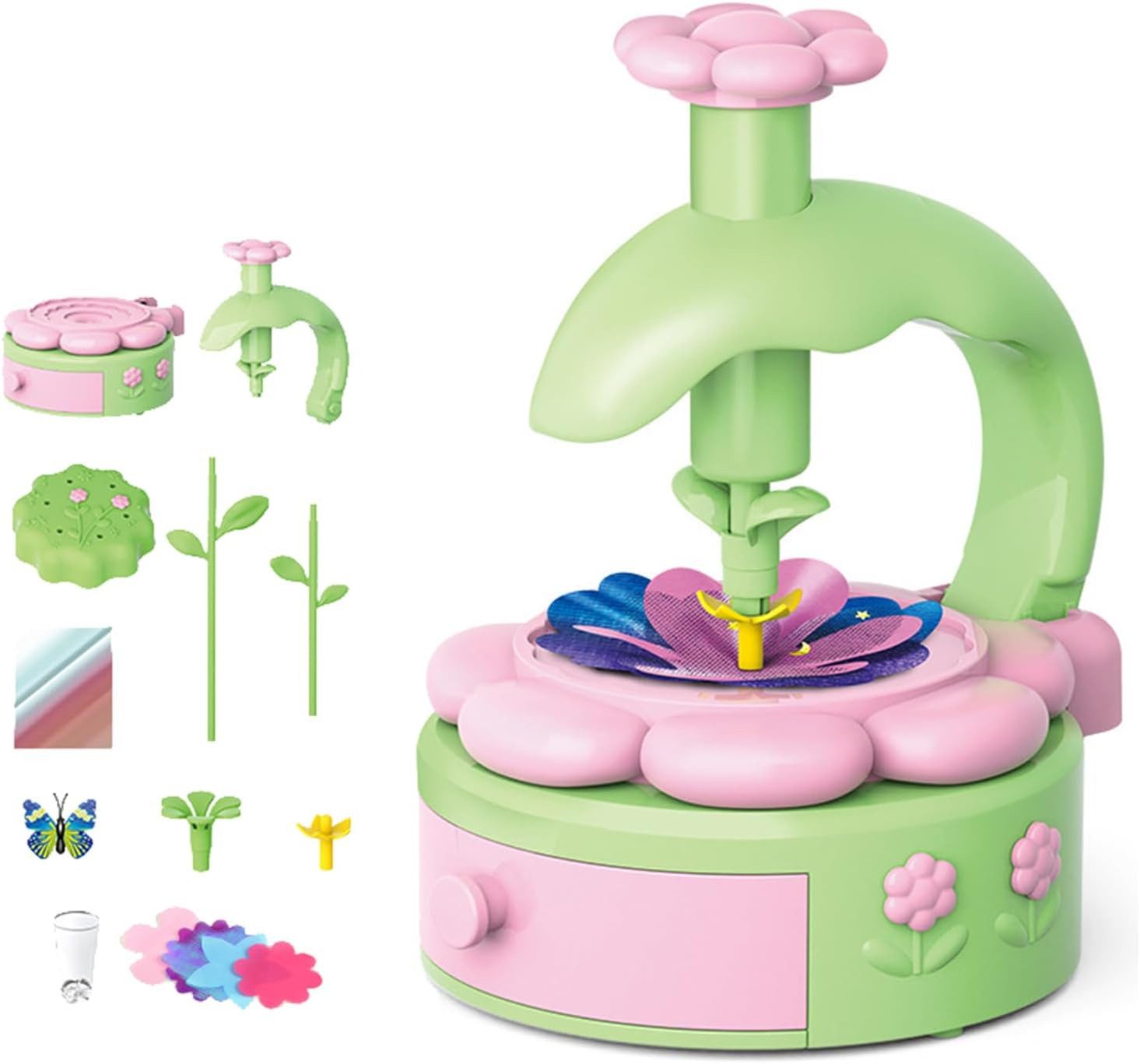 ibettertec Spielzeug-Gartenset Bastelset mit Maschine zum Stoffblumen Basteln – kreatives Spielzeug, (Blumenmaschinefür Kinder ab 4-10 JahrenGeburtstagsgeschenk, 42-tlg., WeihnachtsgeschenkKreativität fördernFeinmotorik), Blumen Bastelset für Mädchenfür M