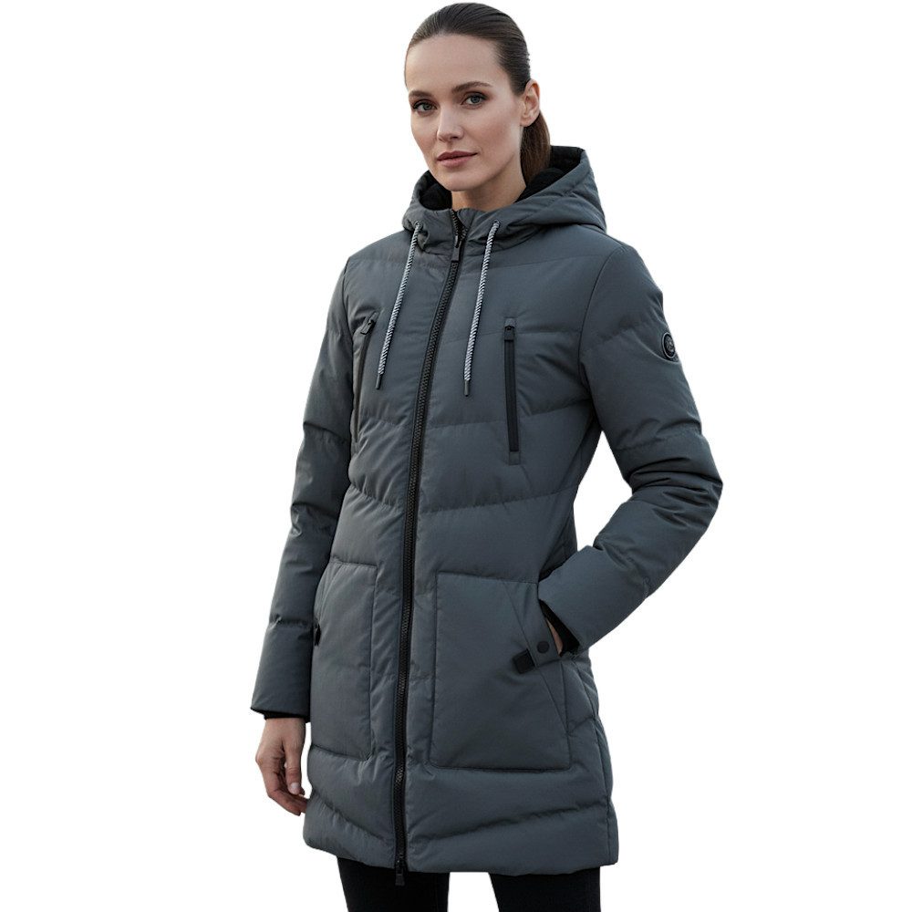 Kjelvik Wintermantel Elles Padded Schmal geschnittener Steppmantel mit Kapuze, 2-Wege-Reißverschluss – Bild 4 von 5