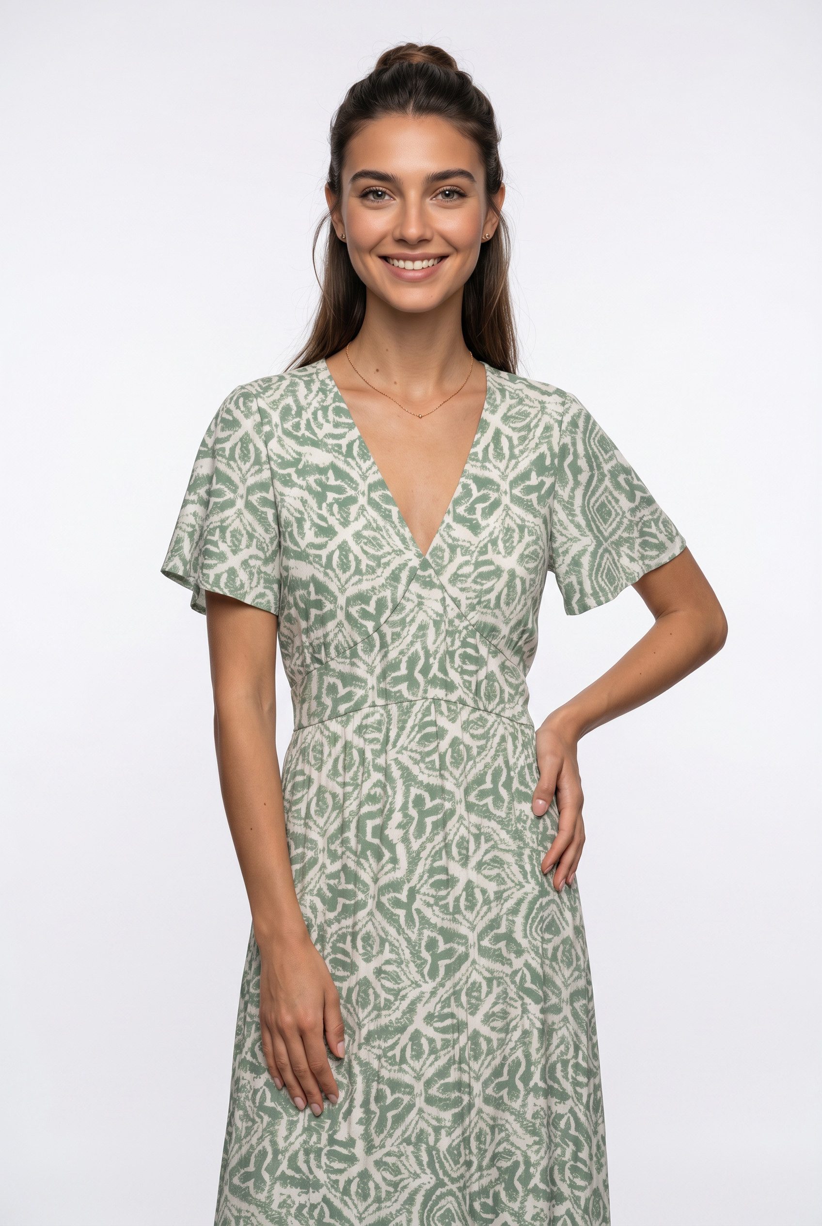 Vero Moda Sommerkleid VMMENNY SS 7/8 V-NECK DRESS WVN GA Viskose