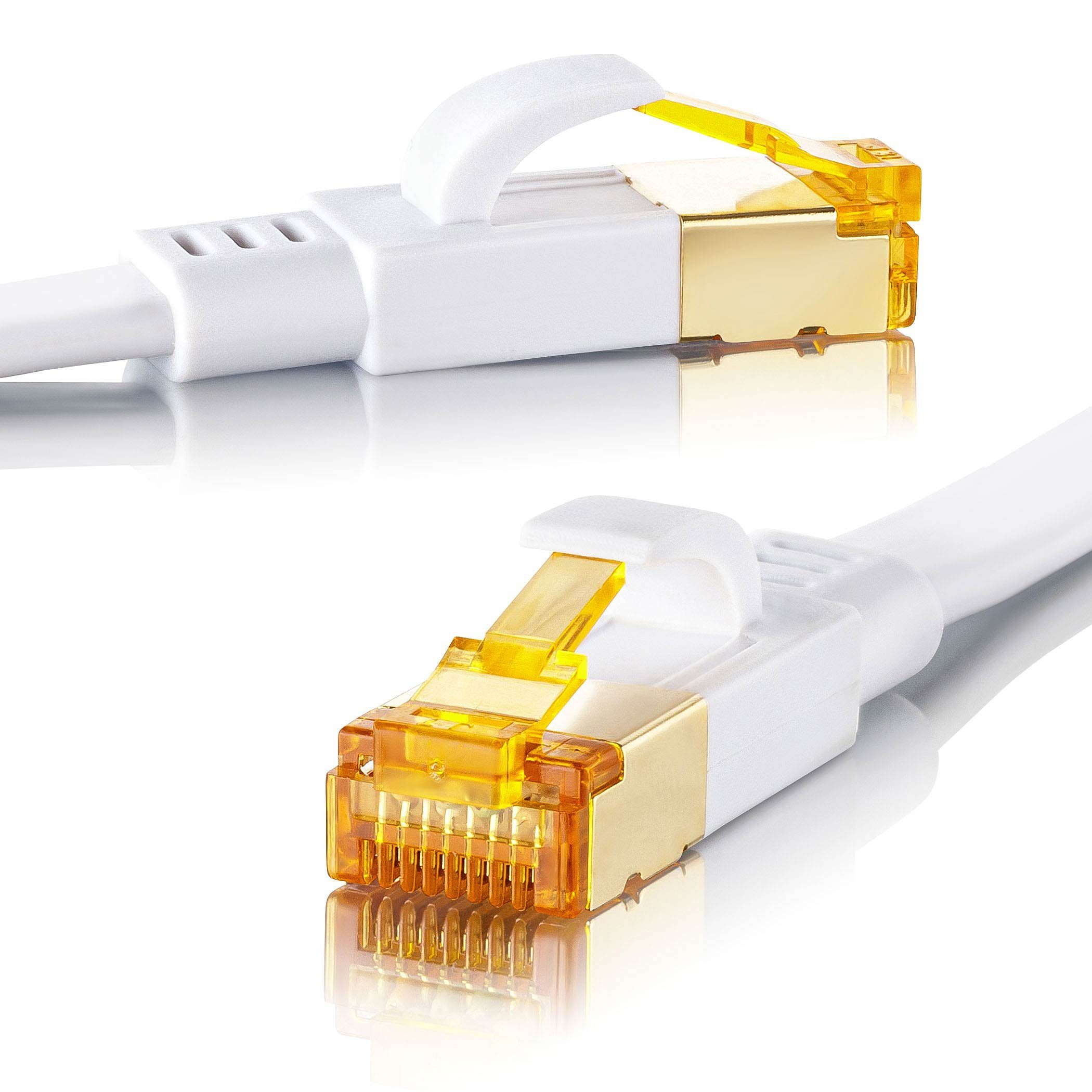 SEBSON LAN Kabel 5m CAT8 flach, Netzwerkkabel 40 Gbit/s 2000MHz RJ45 Stecker Netzkabel, (500 cm)