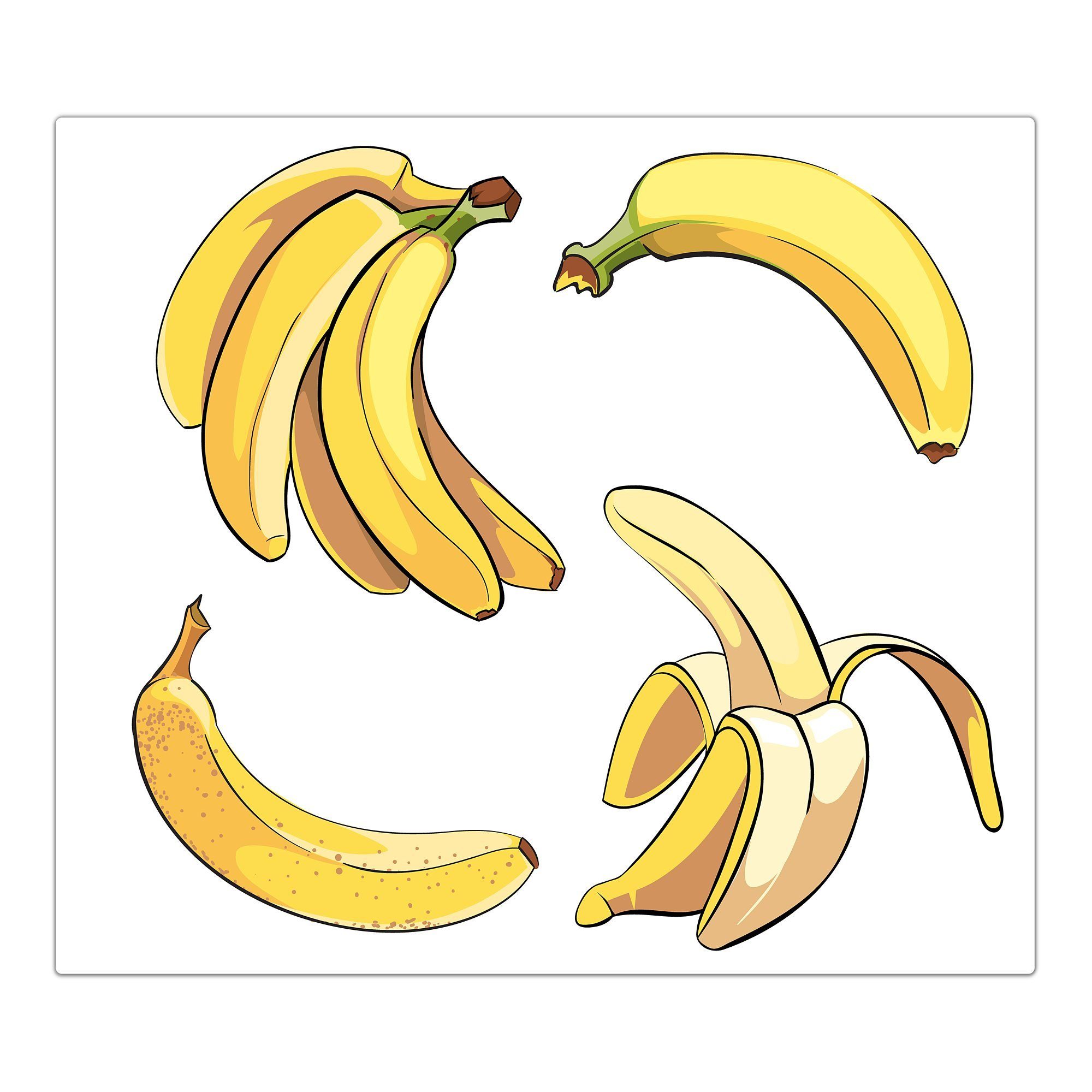 Primedeco Herd-Abdeckplatte Bananen Spritzschutz im Stiel, Glas tlg) Cartoon Herdabdeckplatte aus (1 Glas