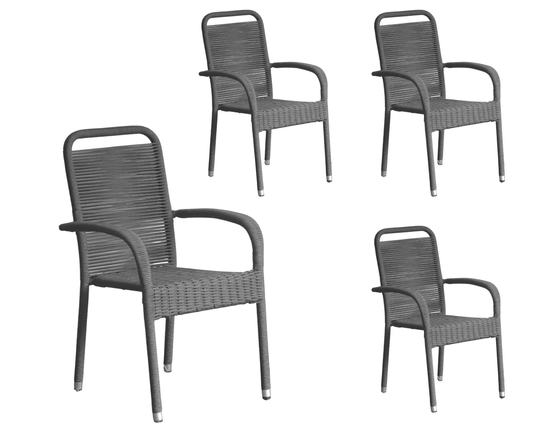 LC Garden Stapelstuhl Lübeck Rope 4er Set Stapelstuhl grau Rope Geflecht