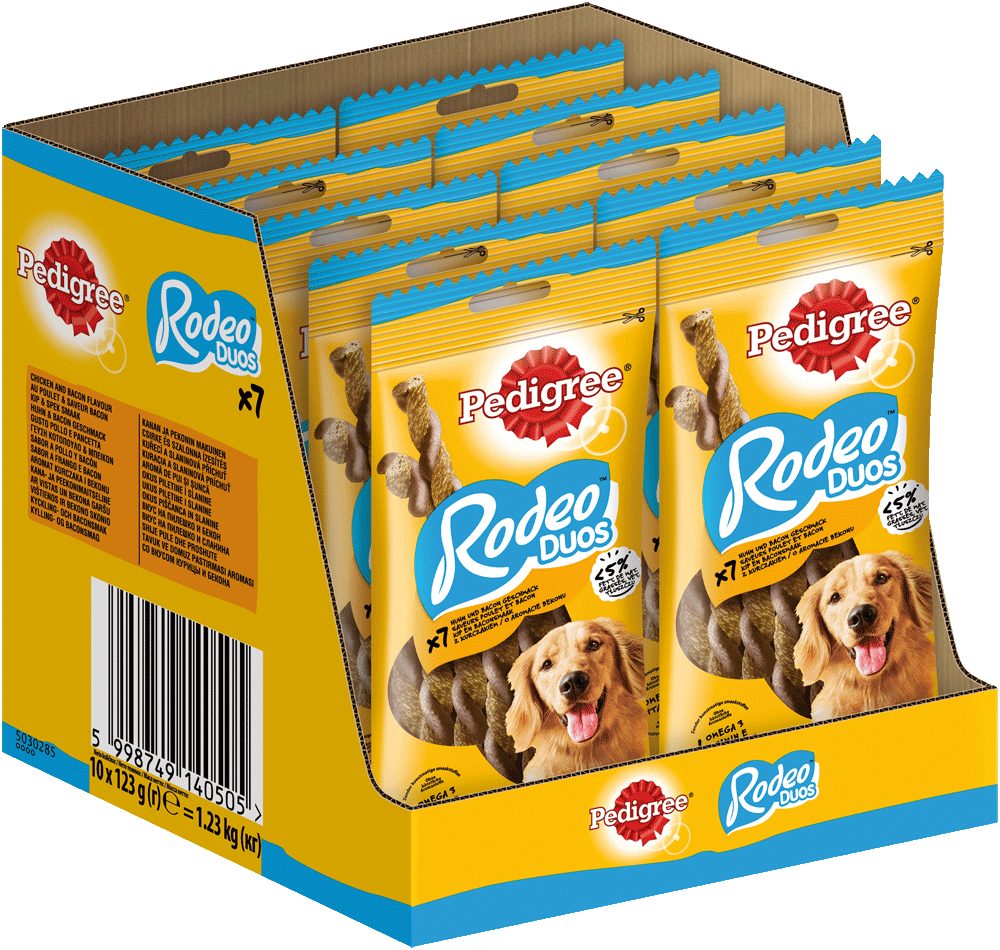 Pedigree PEDIGREE® RODEO™ Duos Beutel mit Huhn und Bacon Geschmack 10 x 7 Stück, Snack für: Hunde