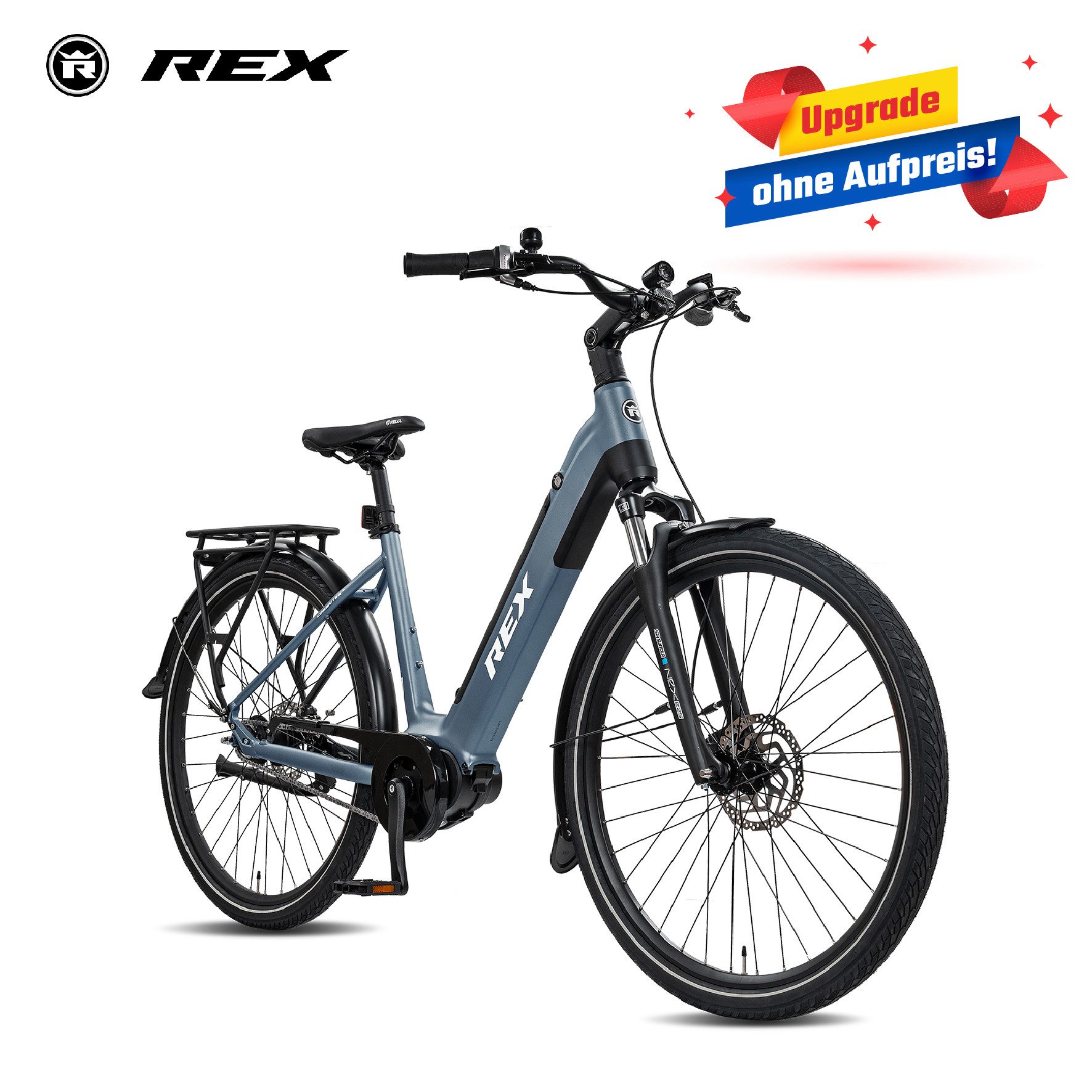 REX E-Bike Cityrad REX Commuter+ 28 Zoll, 70 Nm Mittelmotor, Shimano Nexus 7-Gang, 7 Gang Nexus 7 Gang Schaltwerk, Mittelmotor, 468 Wh, EBike max.120km, hydraulische Scheibenbremsen, für Damen&Herren