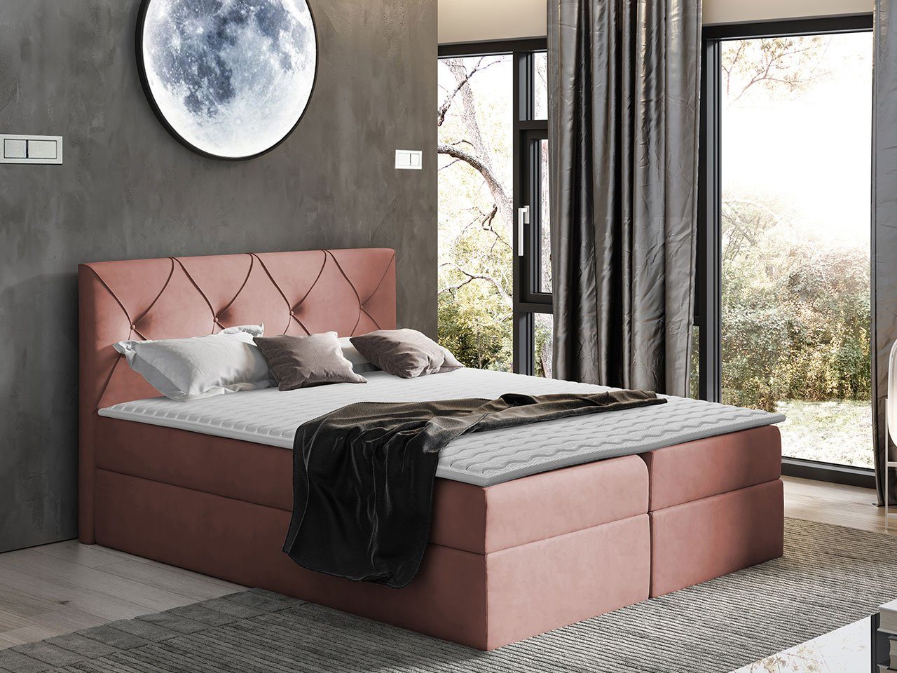 MIRJAN24 Boxspringbett Crystal (Matratze, Topper und Kopfteil), mit 2 Bettkästen, Stilvoll Bettgestell