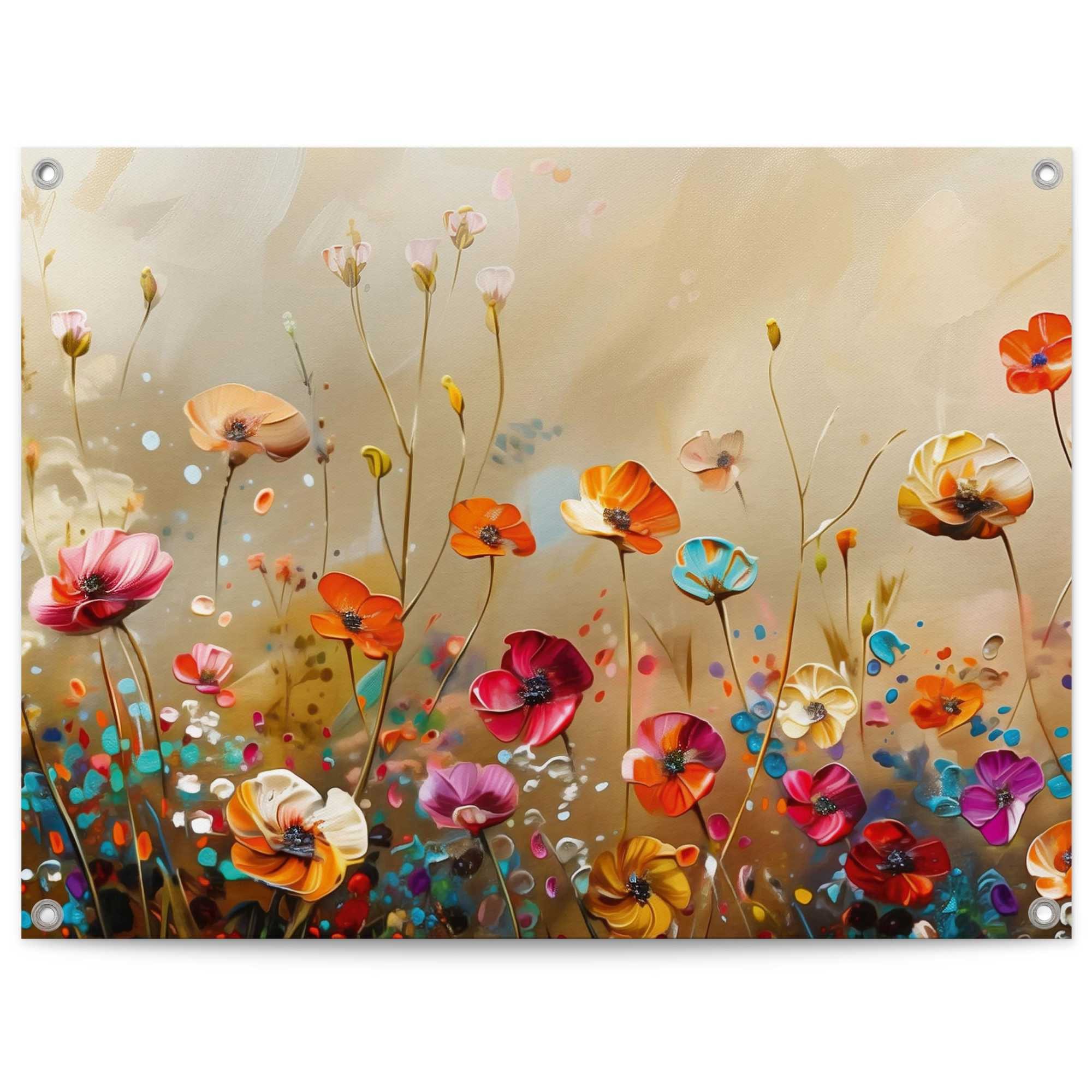 Reinders! Poster Summer Flowers, Garten - Mehrfarbig - Leinwand - Blumen und Pflanzen - 80x60 cm