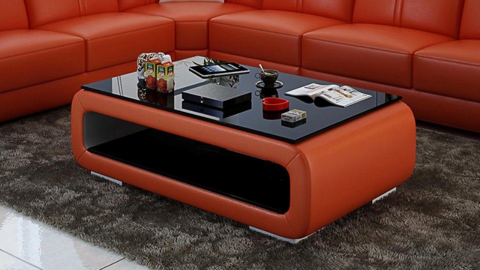 JVmoebel Couchtisch Moderner Glastisch mit schwarzer Platte und Ablagefläche (1-St), Made in Europa
