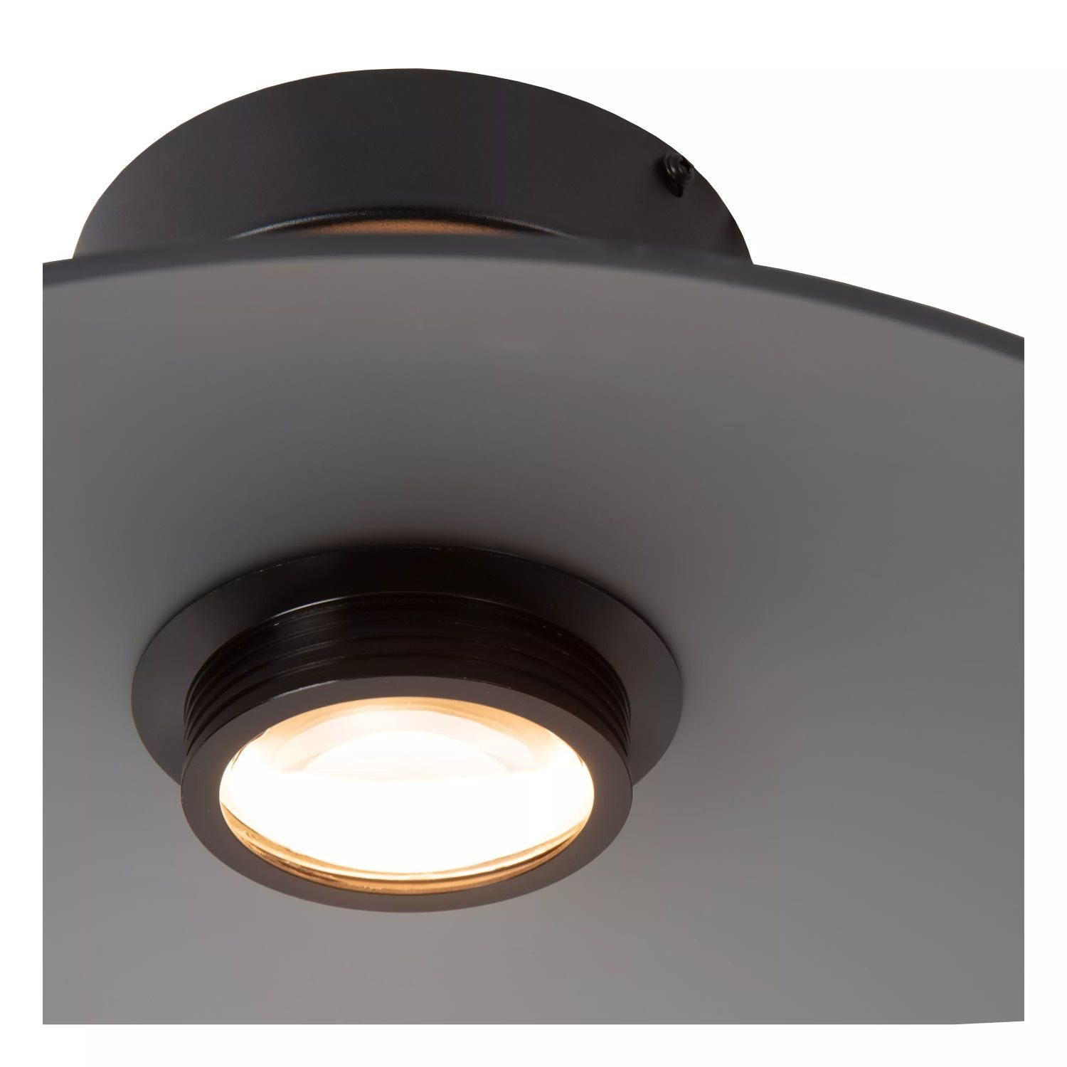 Licht-Erlebnisse Deckenleuchte SOMAR, LED fest integriert, Warmweiß, Metall Rauchglas LED rund D: 40 cm Schwarz Rauchgrau 40-360 lm