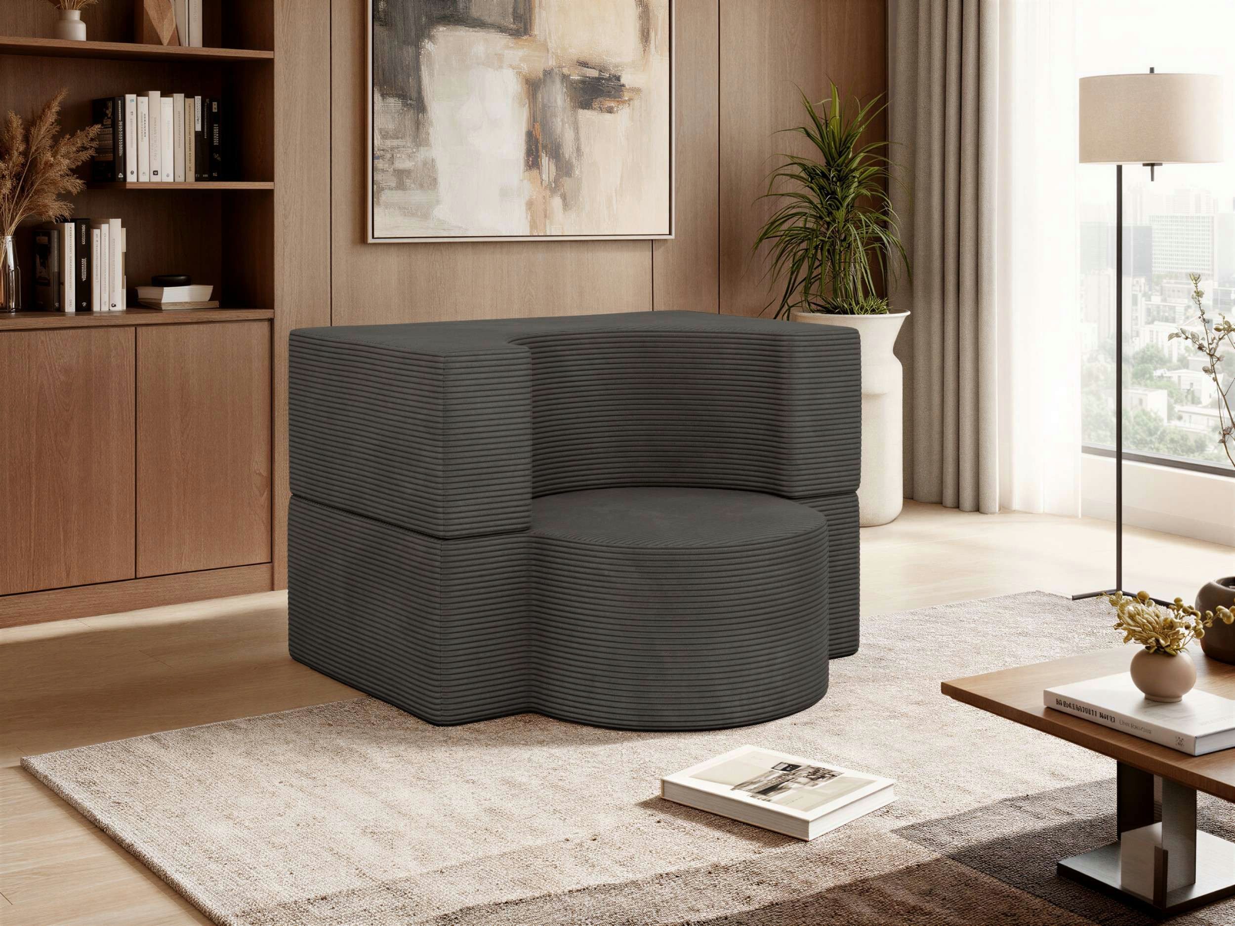 MKS MÖBEL Sofa SANOA, Set, 1-Sitzer Sofa ausklappbar, Polstersessel, Schaumstoff, Couch
