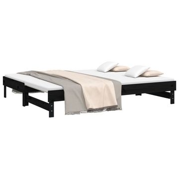 furnicato Bett Tagesbett Ausziehbar Schwarz 2x(100x200) cm Massivholz Kiefer